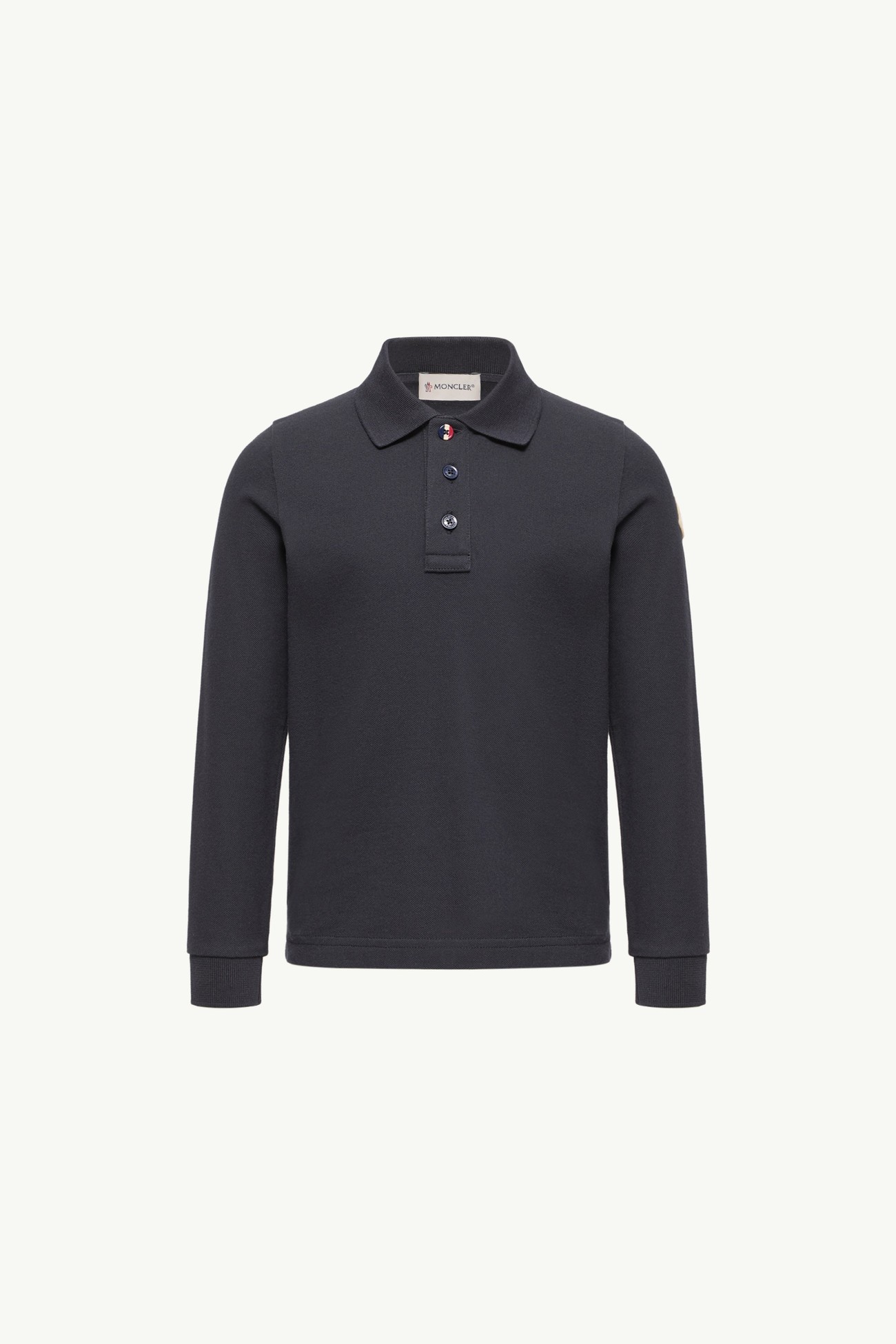 珠地棉長袖Polo恤 男童 海軍藍色 Moncler 0