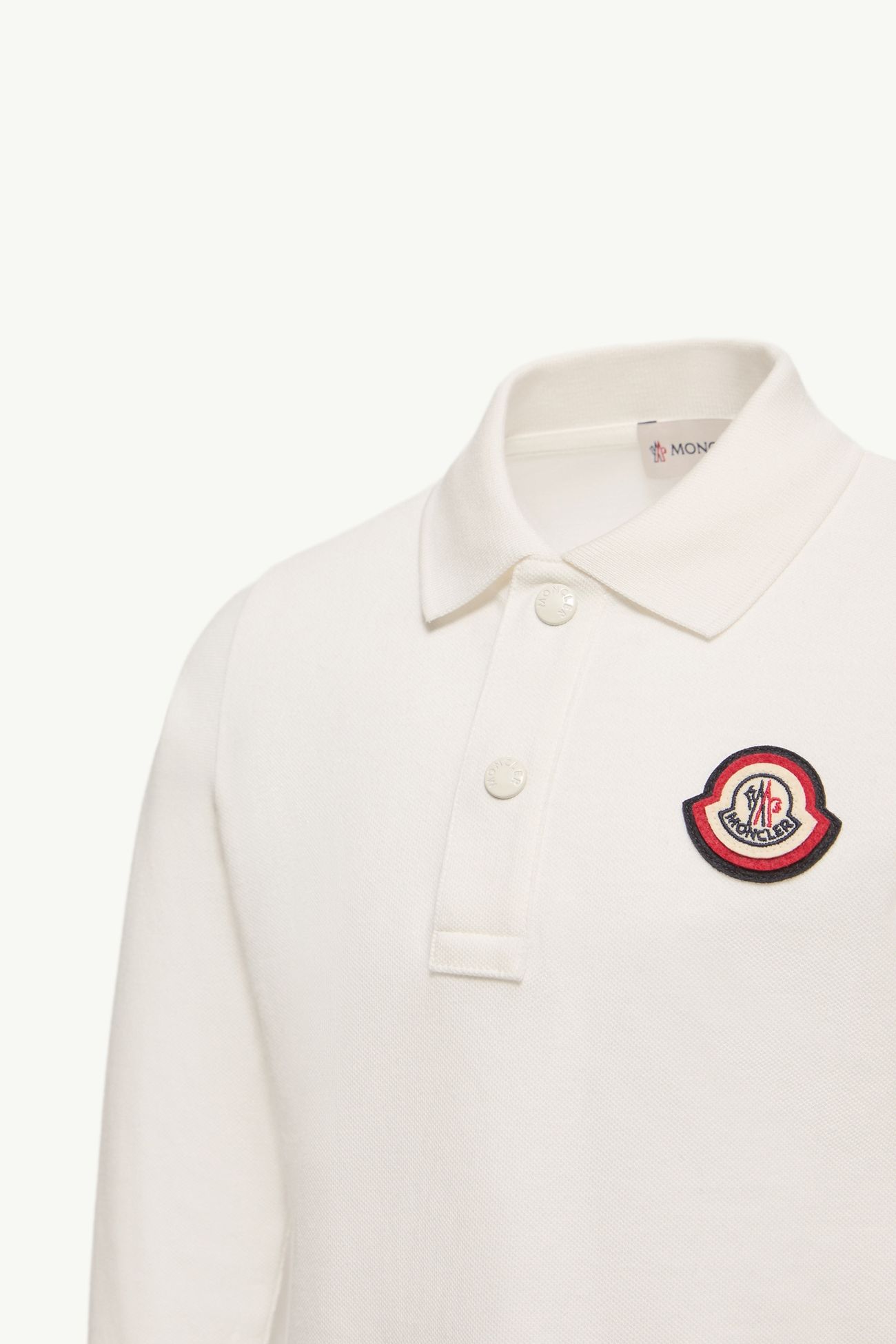 Long Sleeve Cotton Piquet Polo Boy White Moncler 1