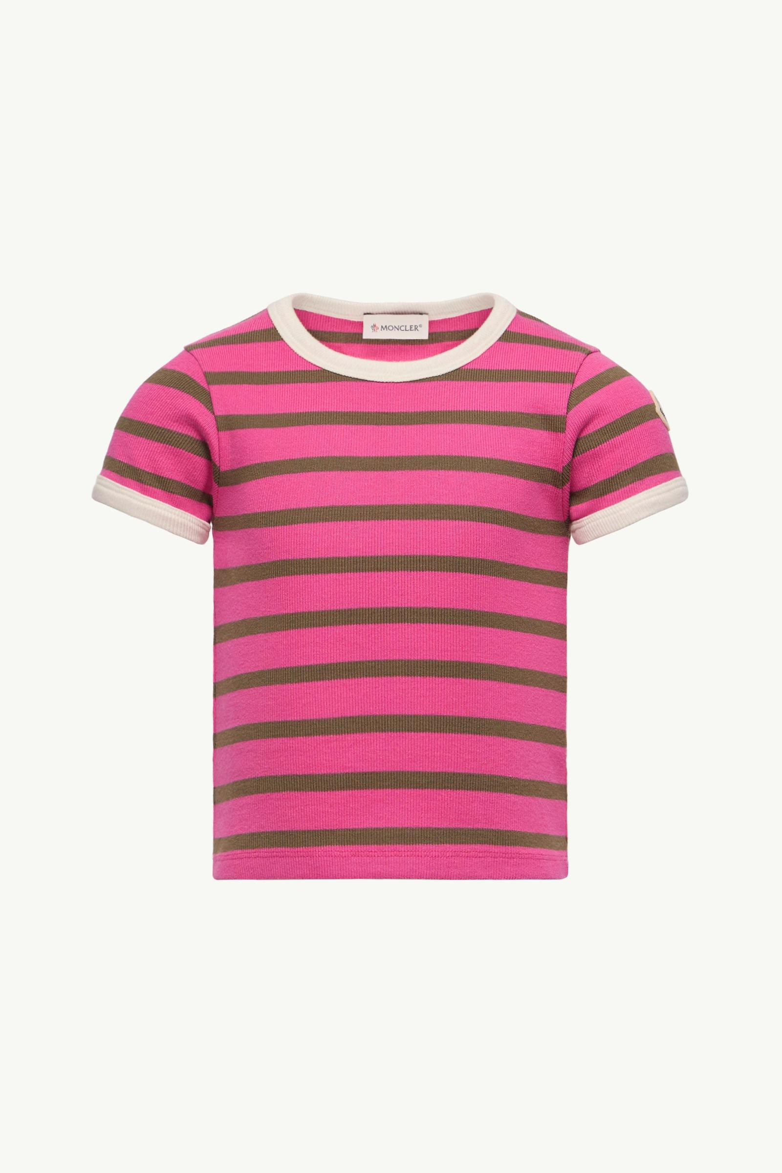 Striped Cotton T-Shirt Girl Bright Pink & Brown Moncler, 1 of 0