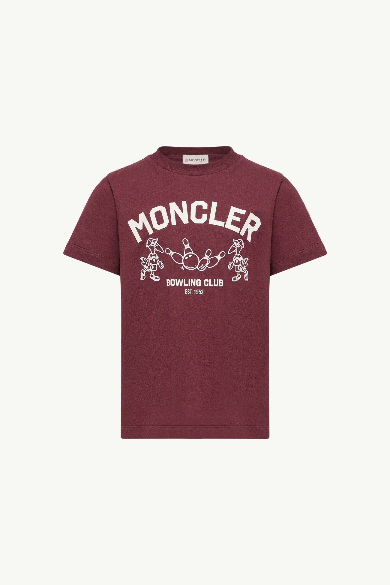 Bowling Logo Cotton T-Shirt Boy Burgundy Moncler 0