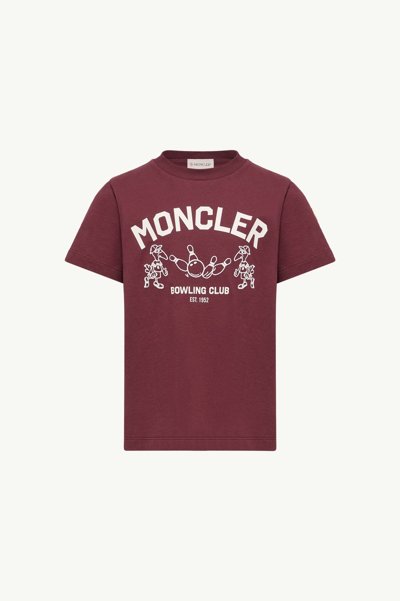 T-shirt bowling in cotone con logo Bambino Bordeaux Moncler 0
