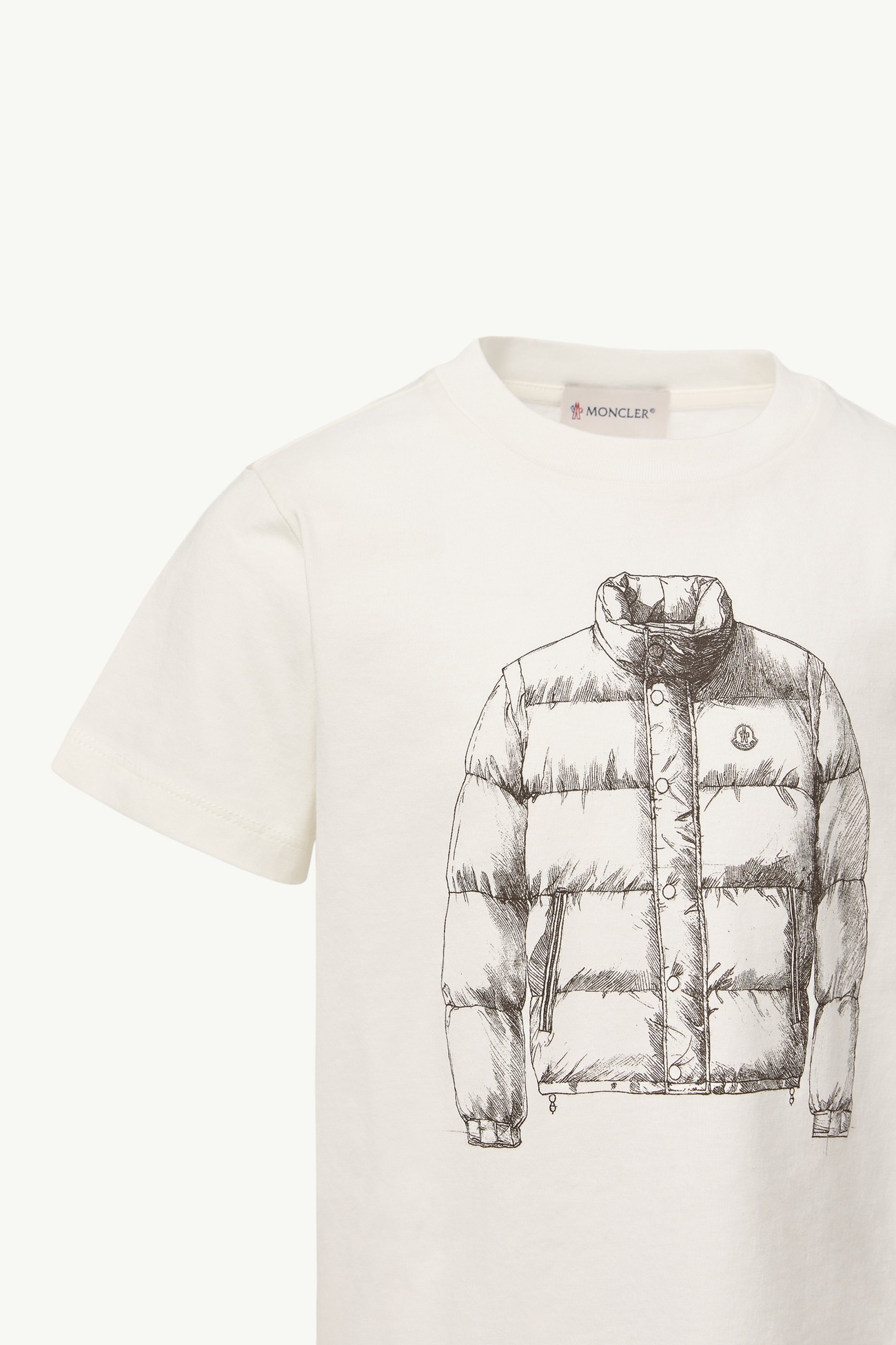Camiseta de algodón con estampado de plumífero Niño Blanco Moncler 2