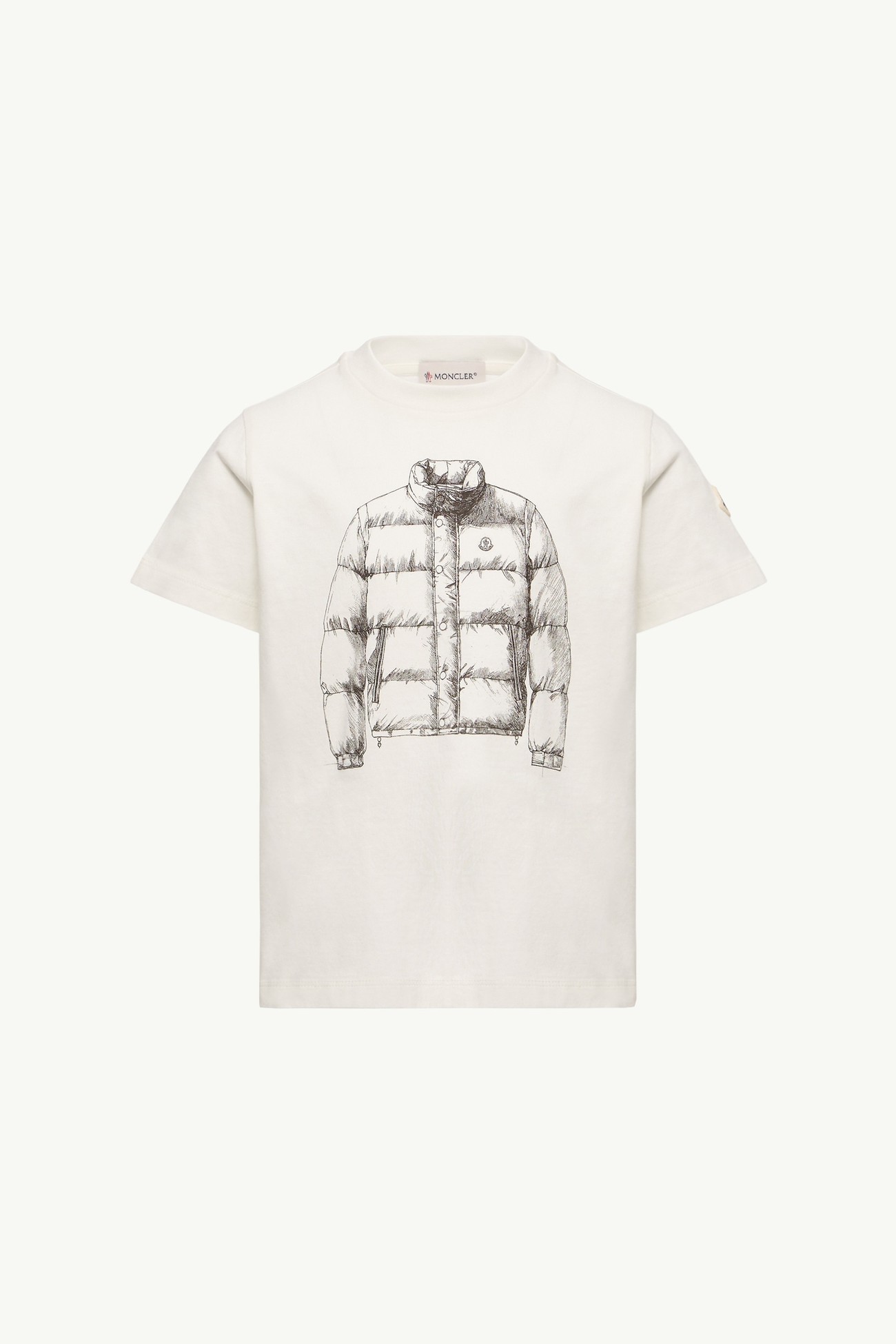 Camiseta de algodón con estampado de plumífero Niño Blanco Moncler 0
