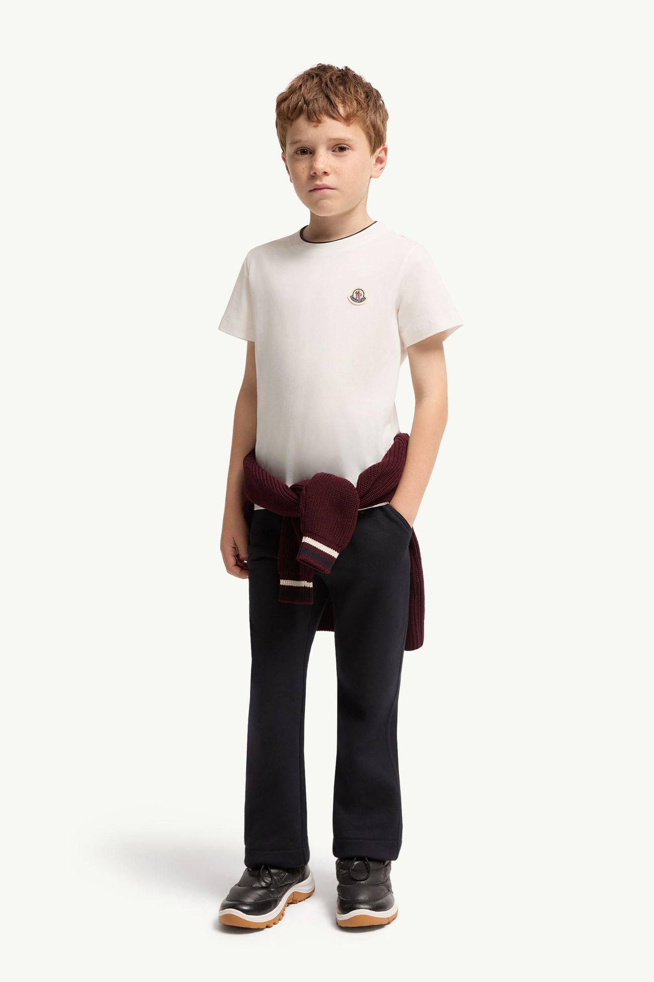 T-shirt en coton à logo Garçon Blanc Moncler 1