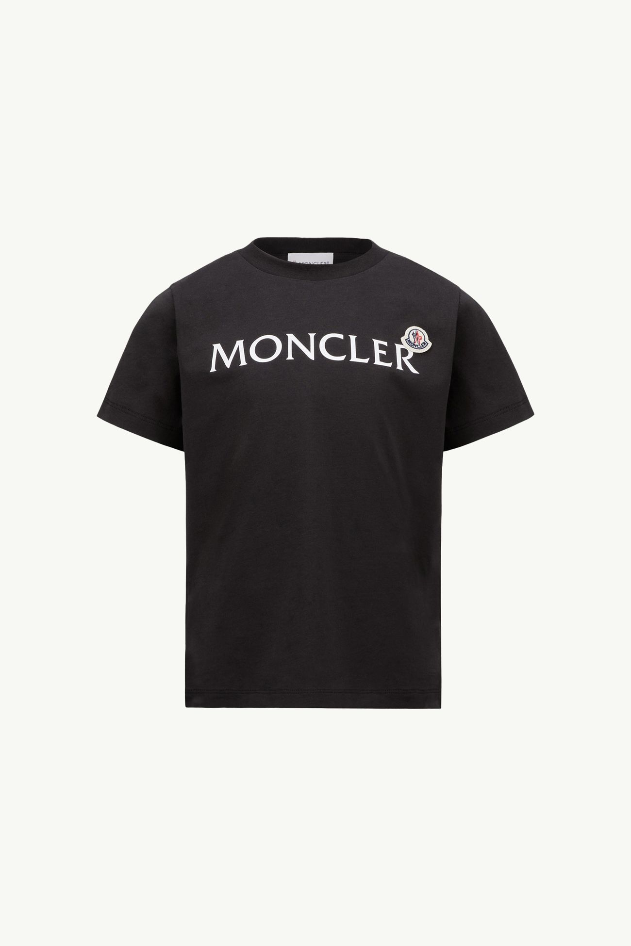 Camiseta de algodón con logotipo Niño Negro Moncler 0