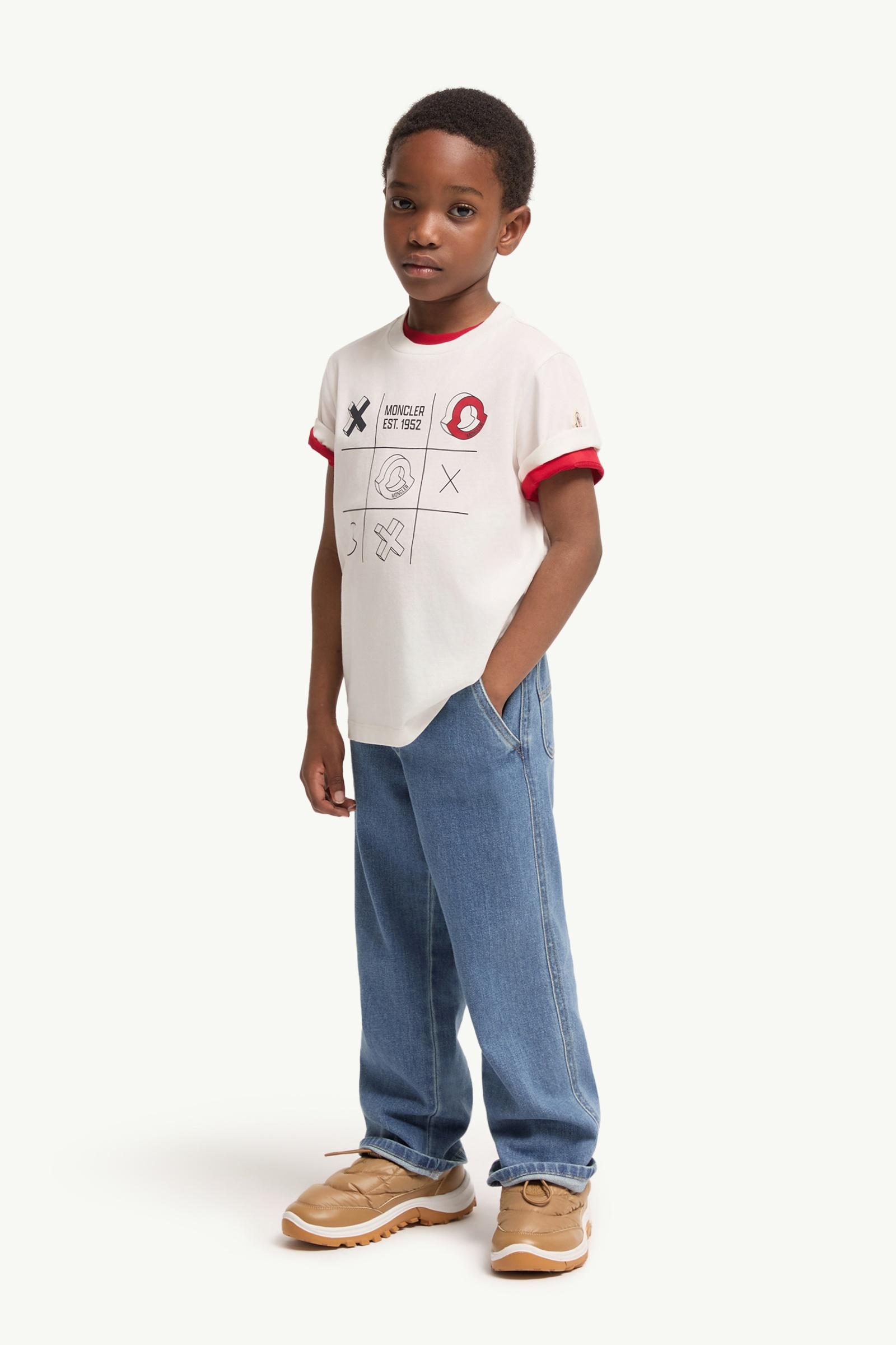 White Tic Tac Toe Print Cotton Jersey T-Shirt - Polos & T-shirts