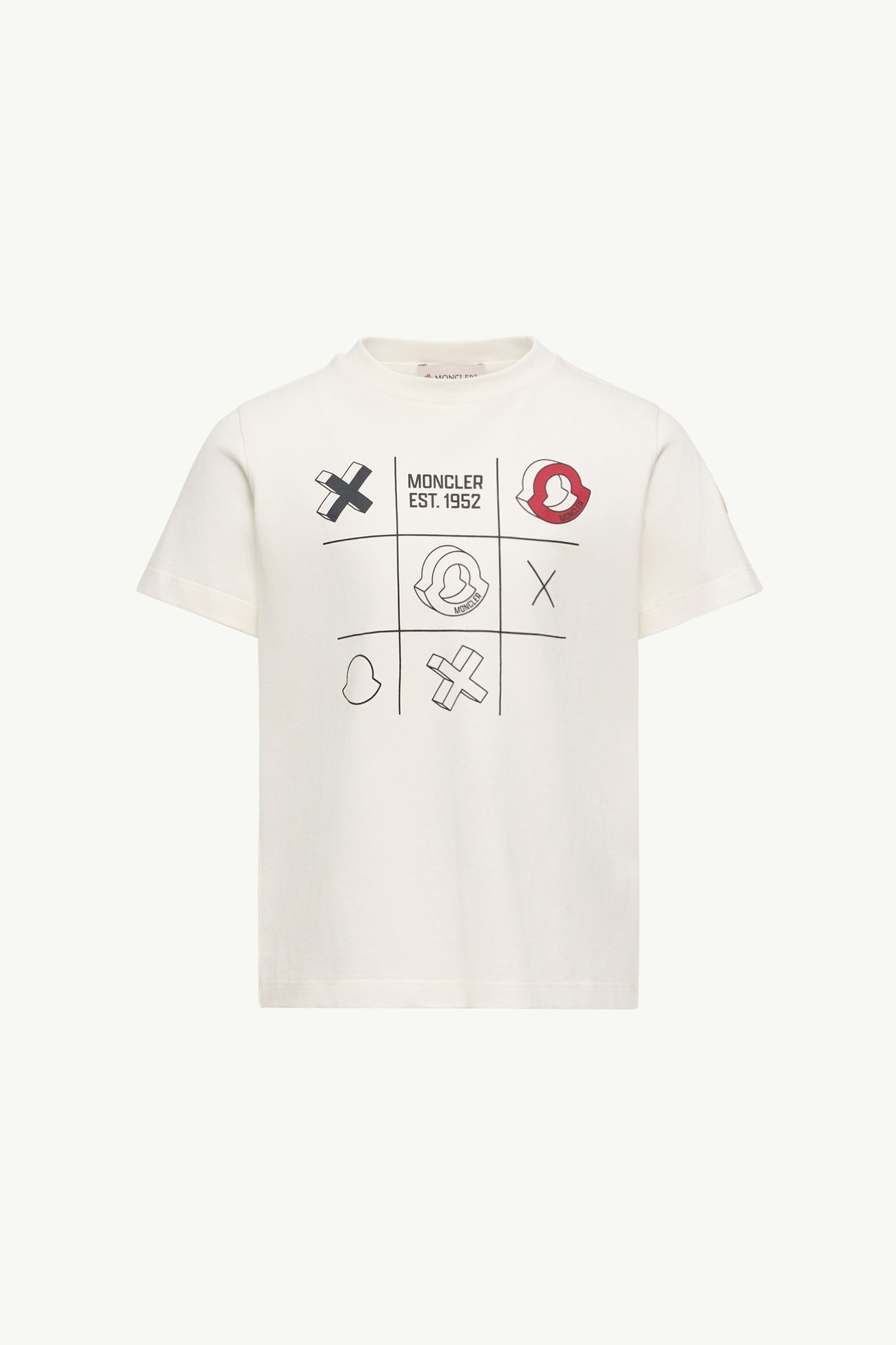 Camiseta de jersey de algodón con estampado de tres en raya Niño Blanco Moncler 0