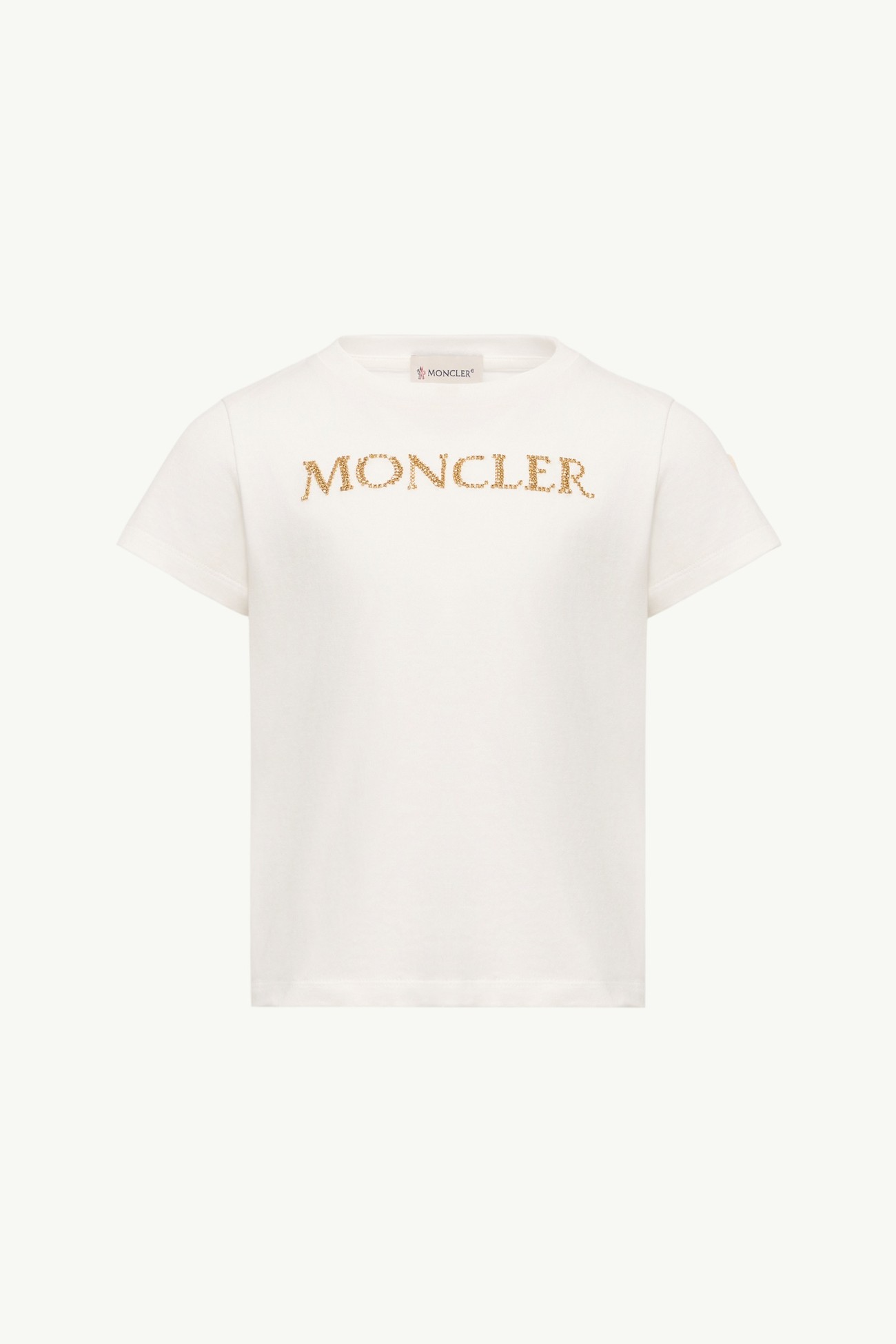 Camiseta de algodón con logotipo bordado Niña Blanco Moncler 0