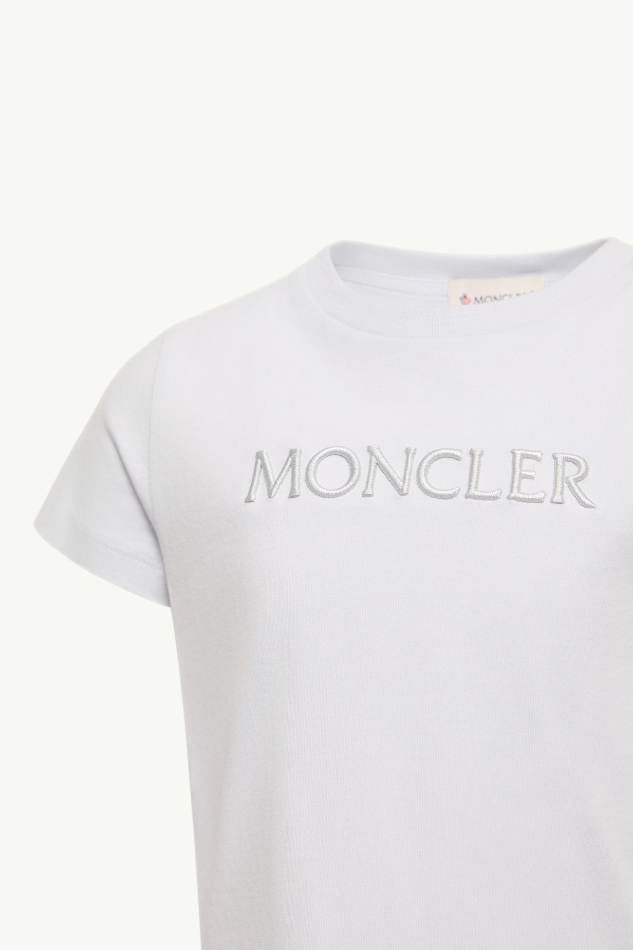 로고 자수 코튼 티셔츠 키즈 여아 아이스 그레이 Moncler 2