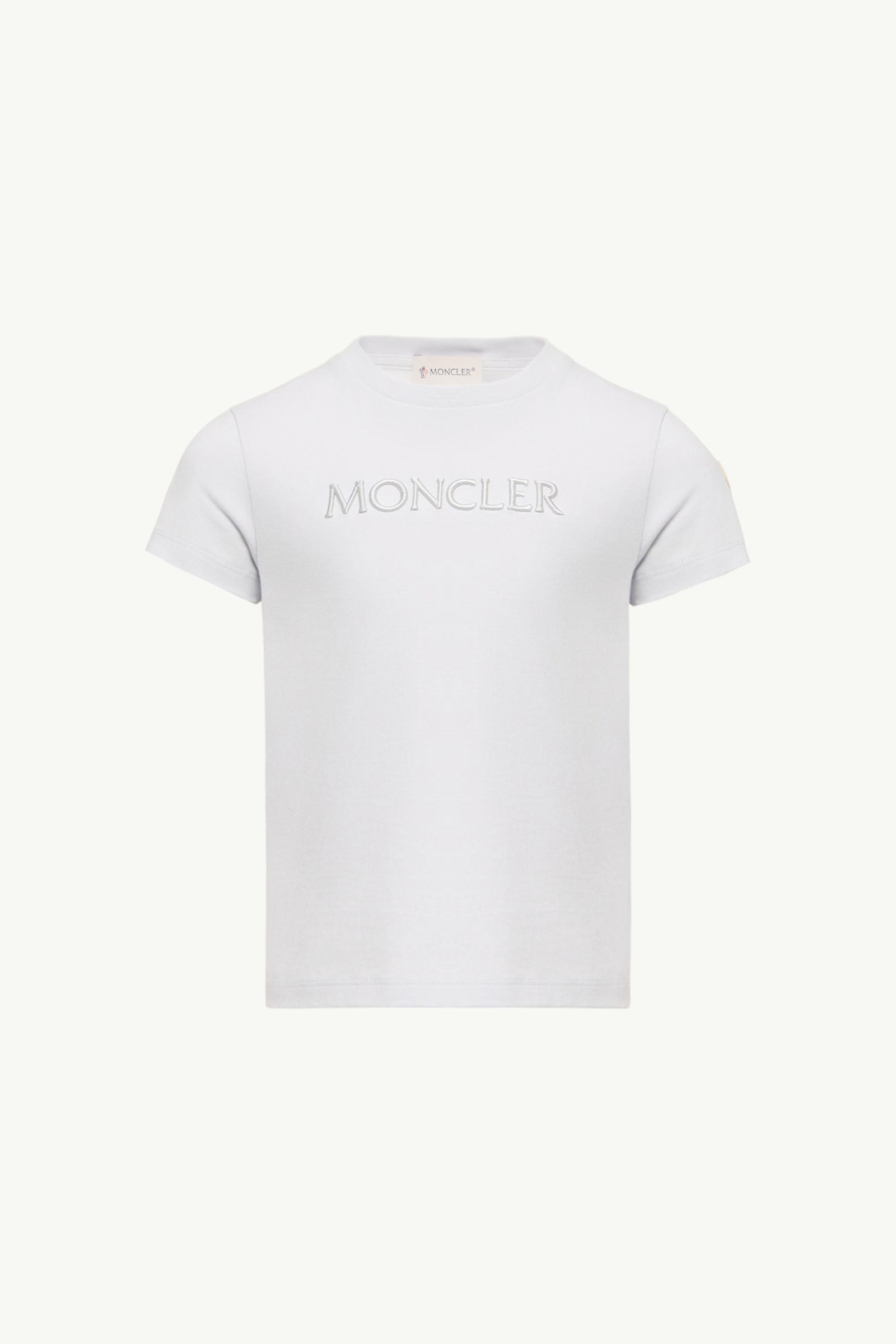 Embroidered Logo Cotton T-Shirt Girl Ice Gray Moncler, 1 of 0