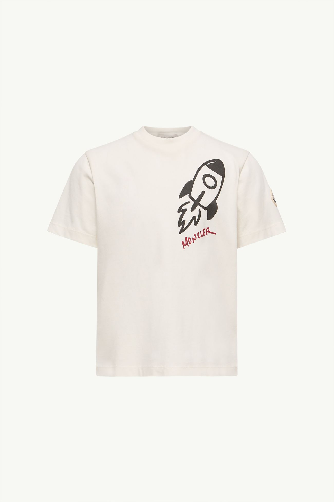 Printed Cotton Jersey T-Shirt Boy White Moncler 0