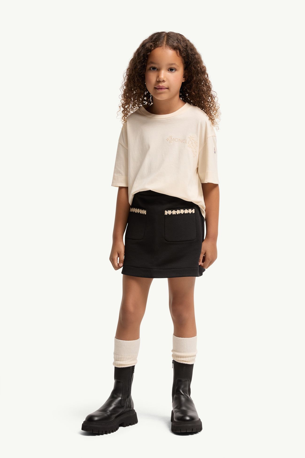 Camiseta de jersey de algodón Niña Blanco Marfil Moncler 1