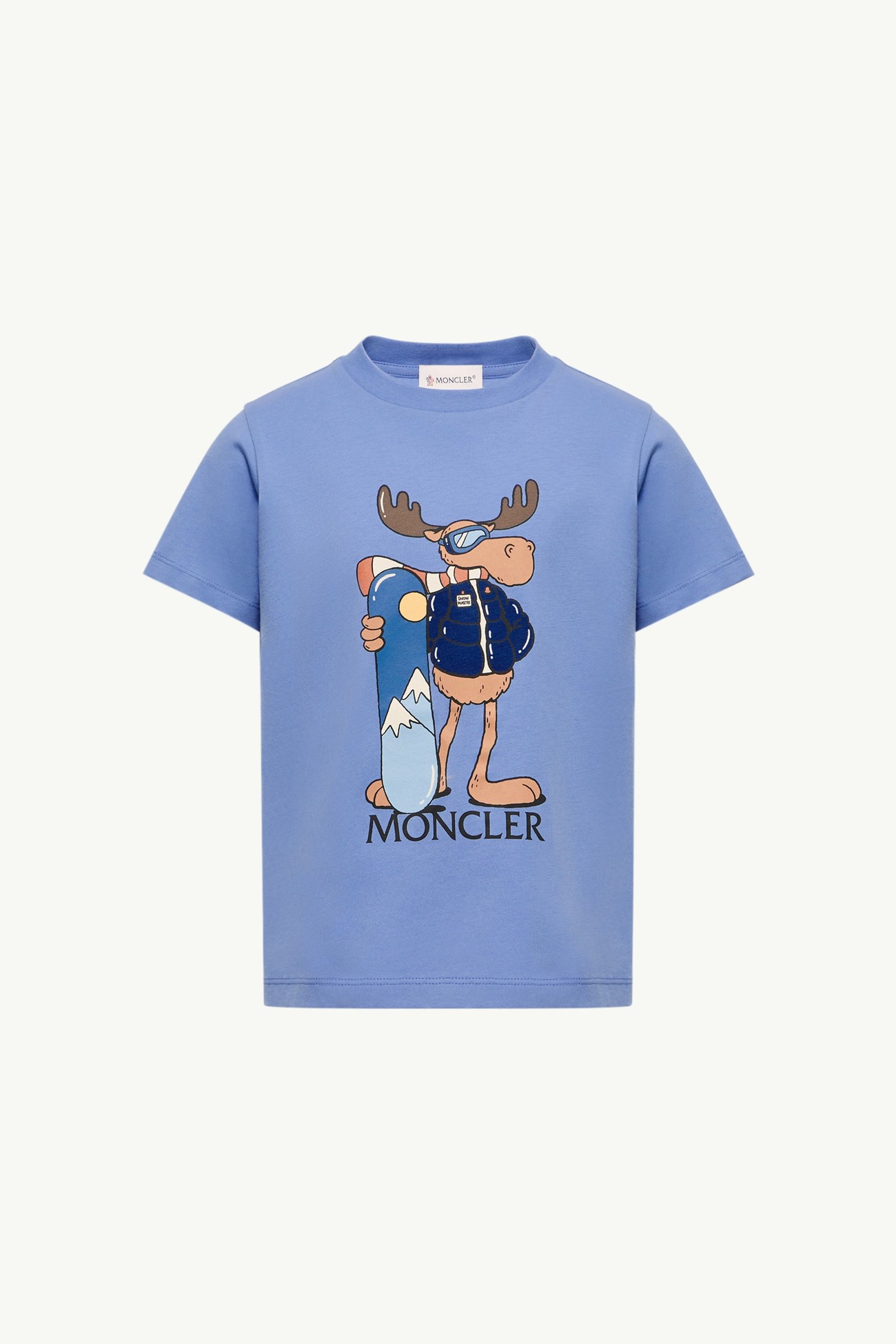 Camiseta de algodón con estampado de mascota Niño Azul claro Moncler 0