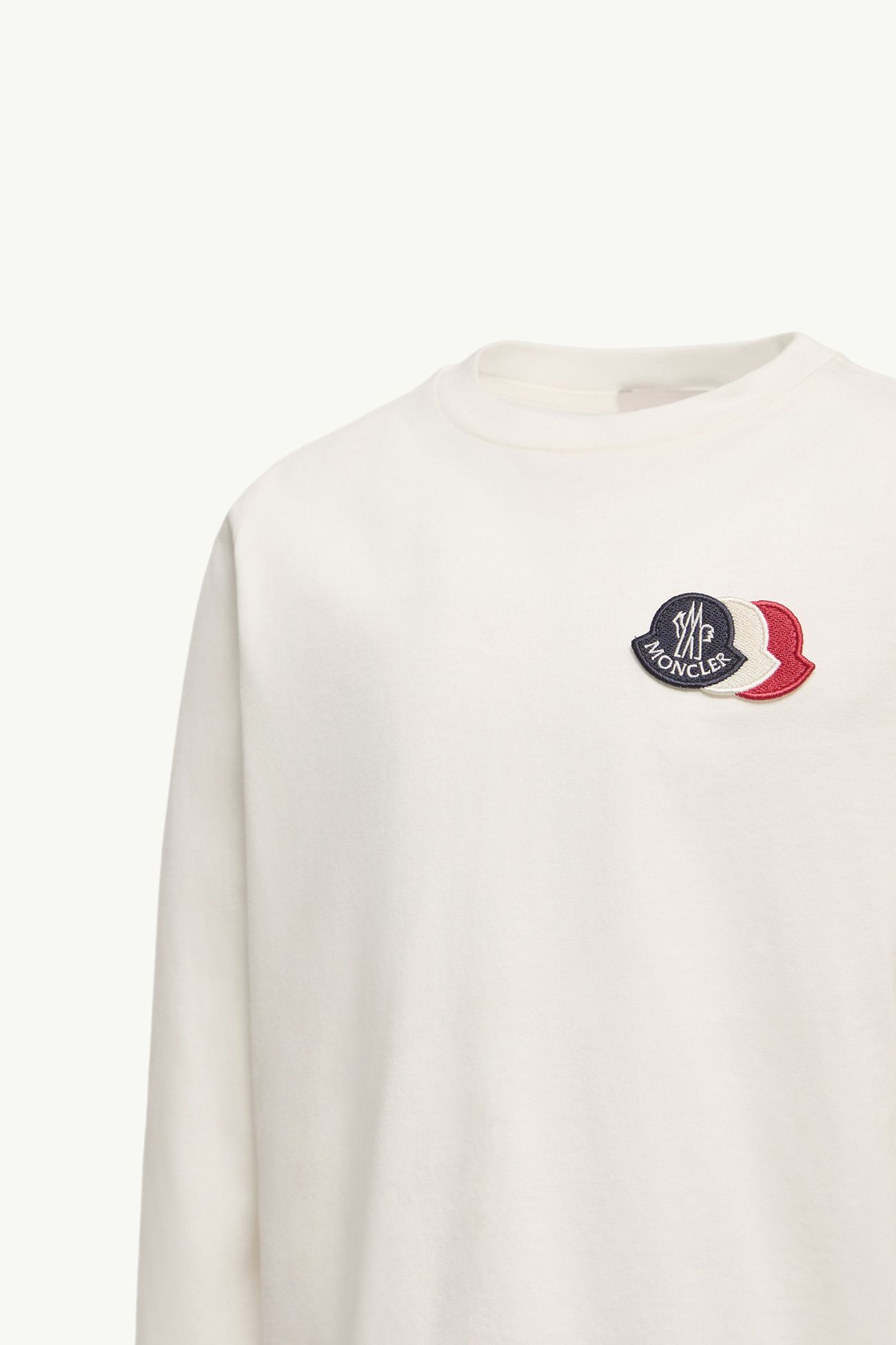 Camiseta de algodón de manga larga con logotipo bicolor Niño Blanco Moncler 1