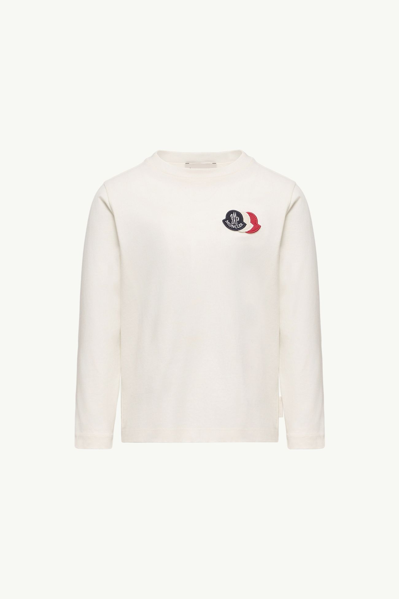 Camiseta de algodón de manga larga con logotipo bicolor Niño Blanco Moncler 0