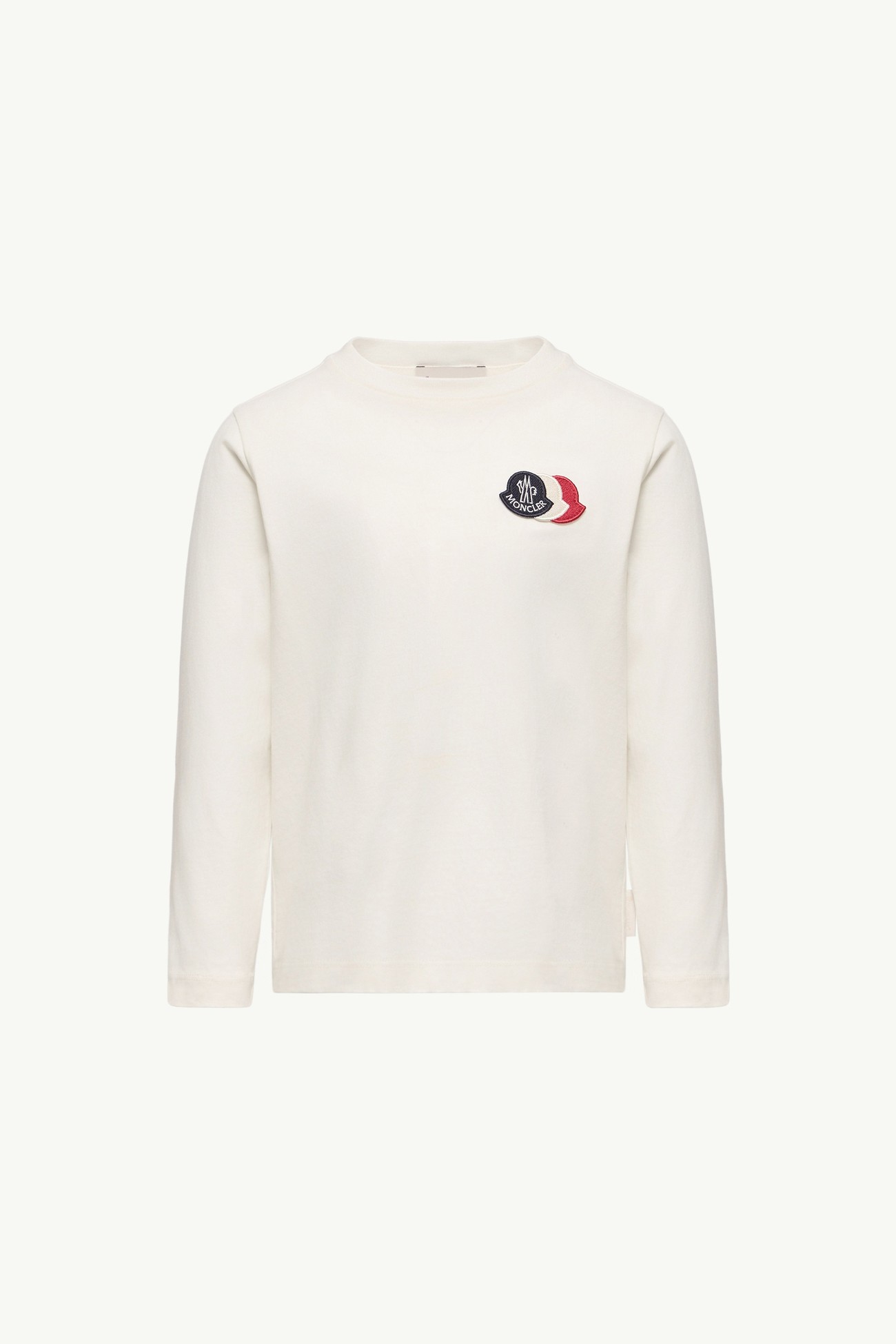 Langärmeliges T-Shirt aus Baumwolle mit zwei Logos Jungen Weiß Moncler 0