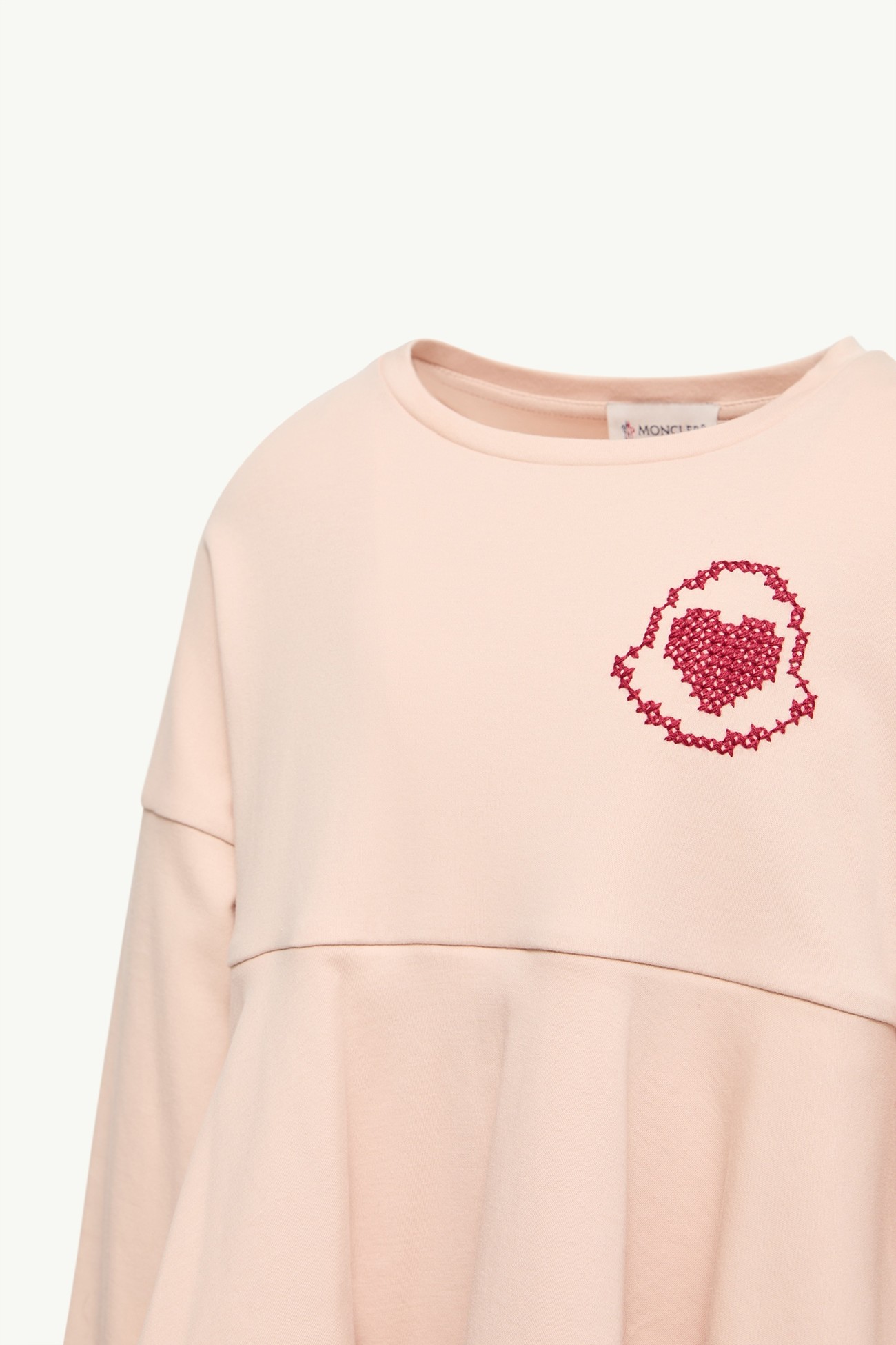 Langarm-T-Shirt aus Baumwolle mit Herz-Logo Mädchen Hellpink Moncler 3