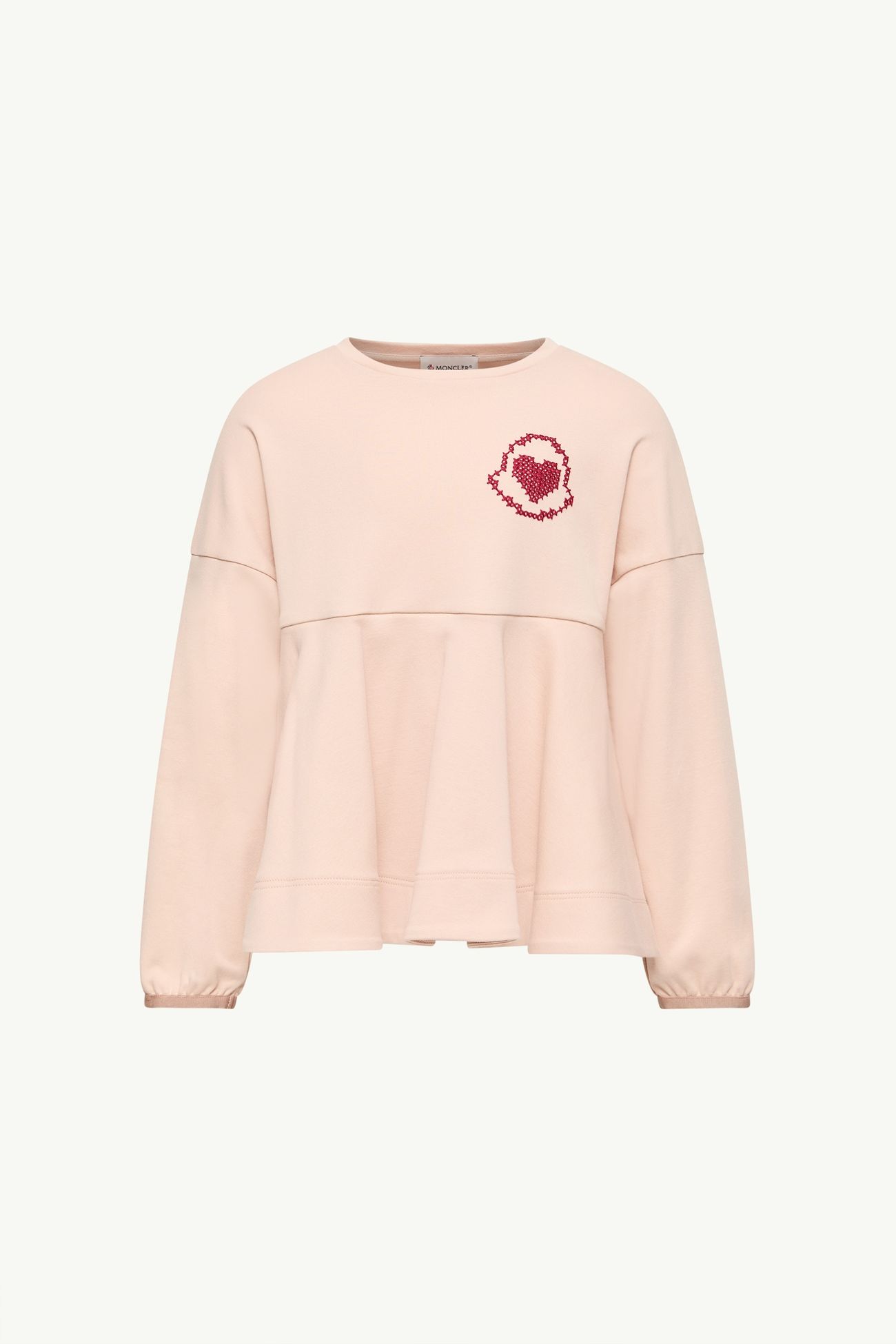 女童心形标识棉质长袖T恤 女童 浅粉色 Moncler 0