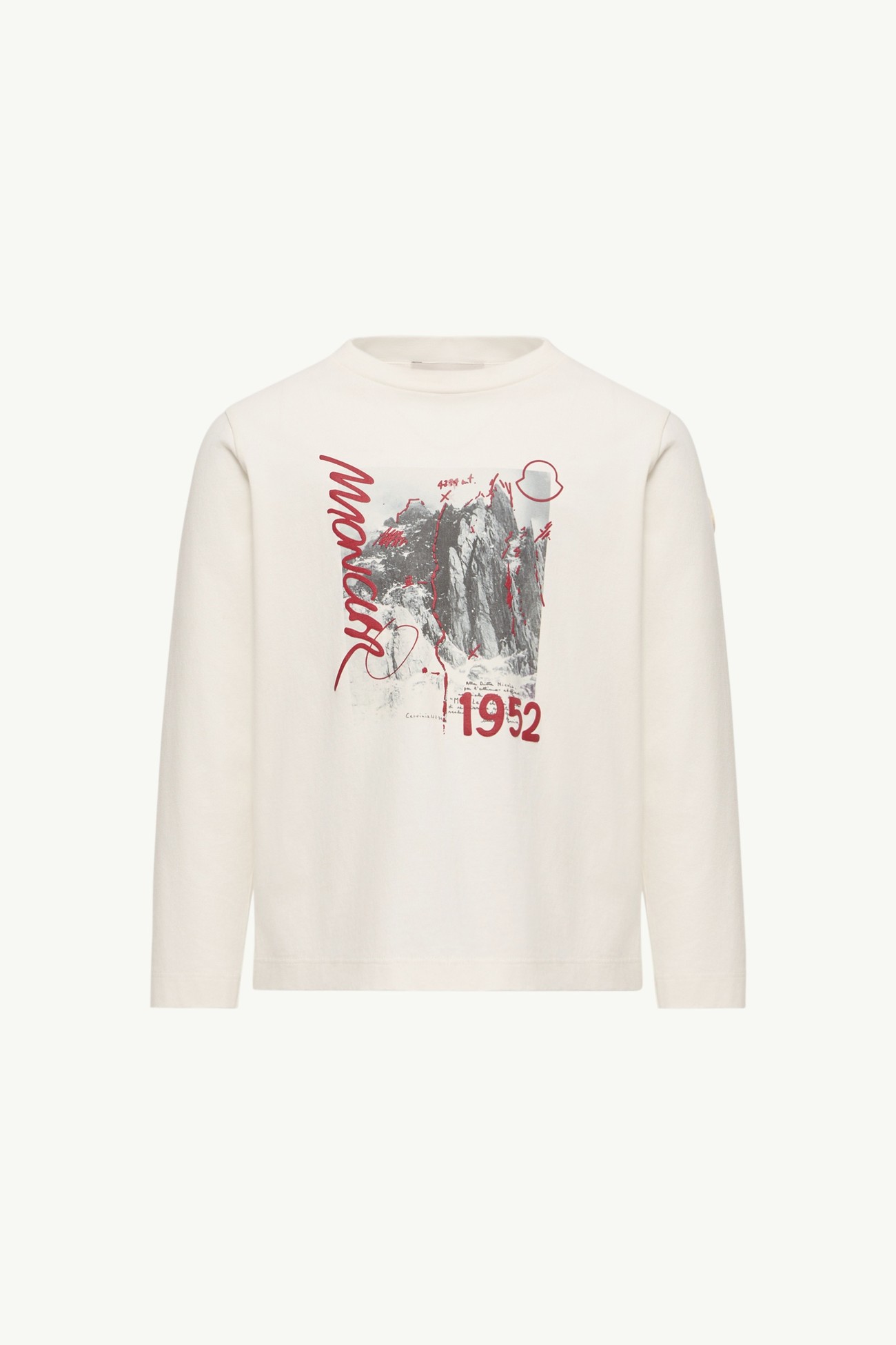 T-shirt a maniche lunghe in cotone Mountain Bambino Bianco Moncler 0