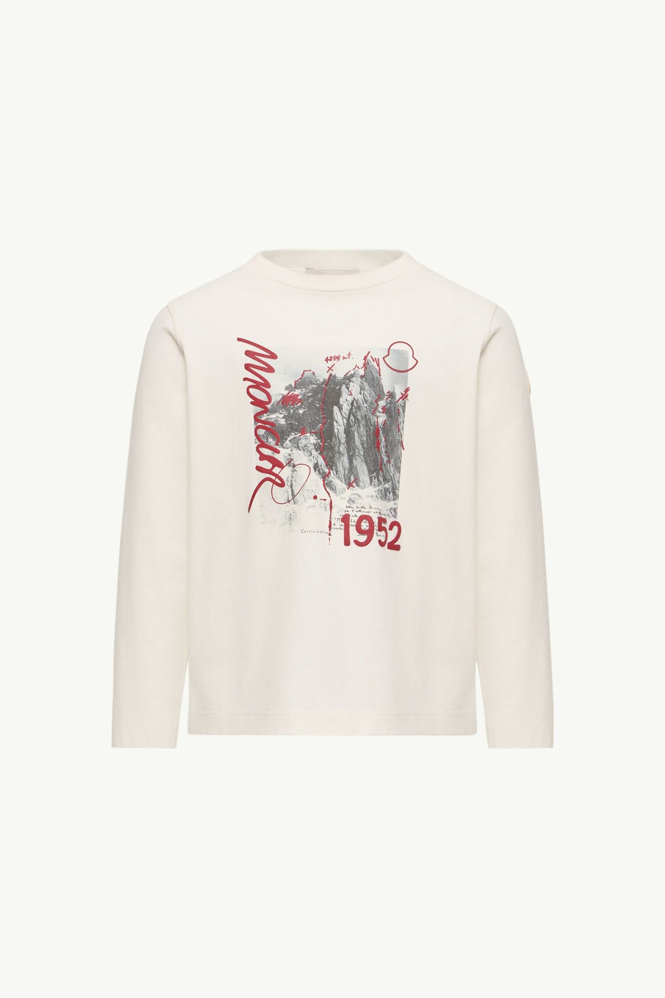 T-shirt en coton à manches longues Garçon Blanc Moncler 0