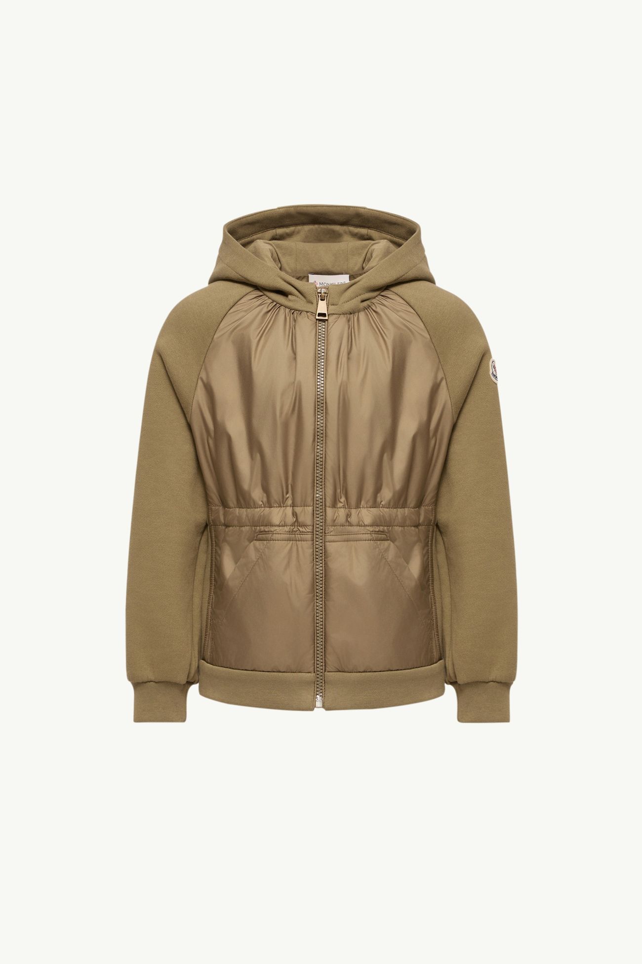 Hooded Zip-Up Sweatshirt Girl Olive Green Moncler 0