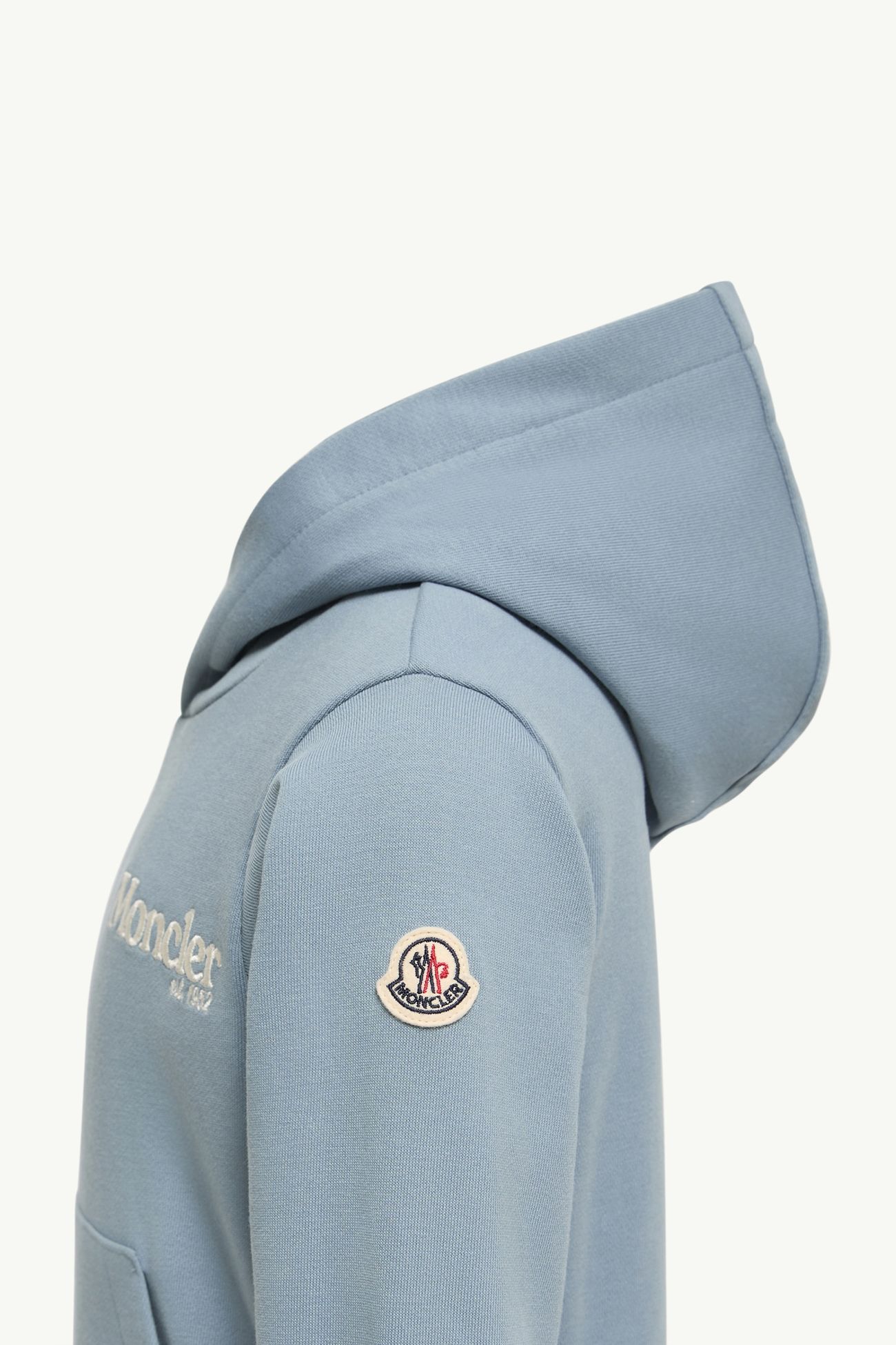 Sudadera de algodón suave con capucha y logotipo Niño Azul claro Moncler 1
