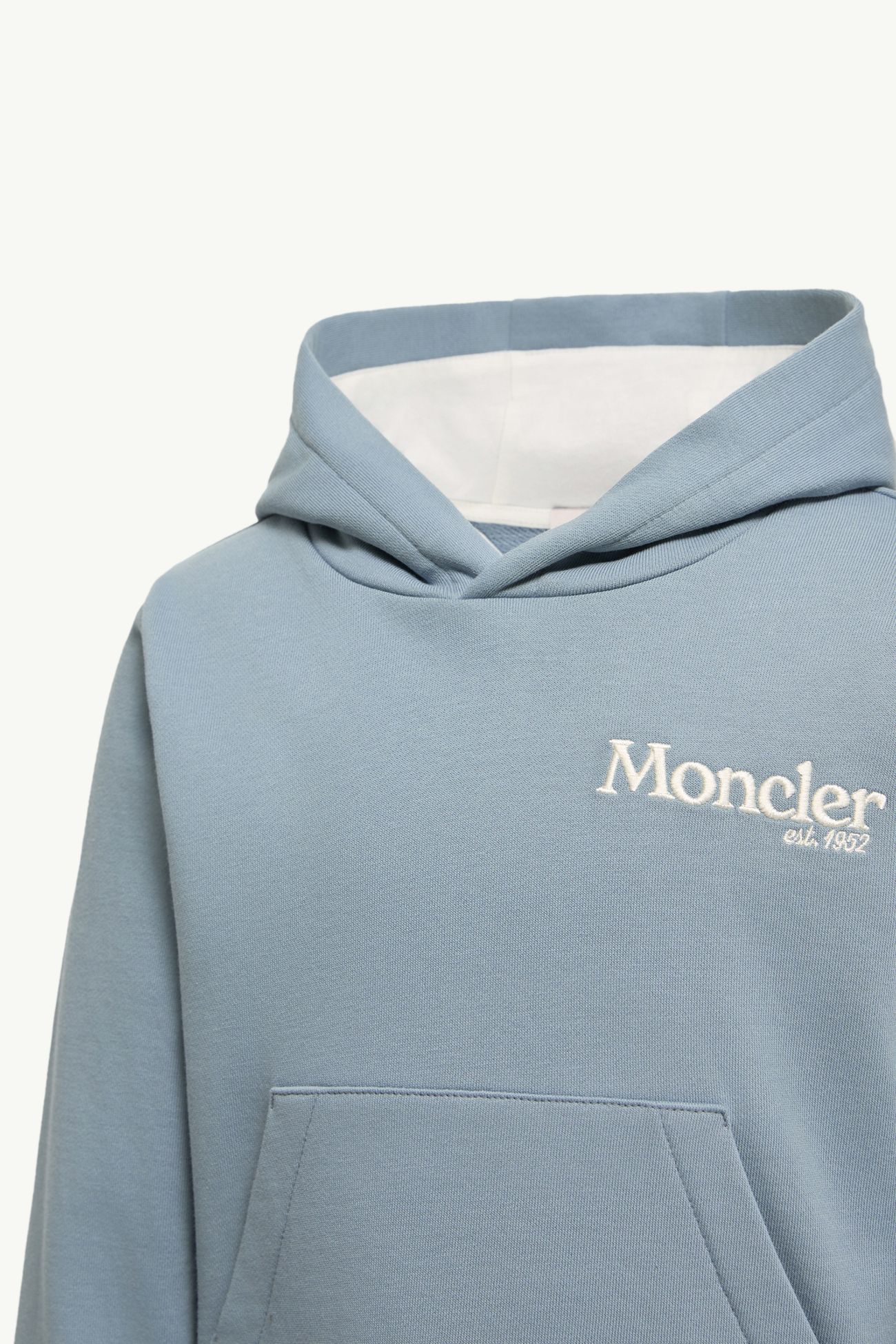 Logo Cotton Fleece Hoodie Boy Light Blue Moncler 3