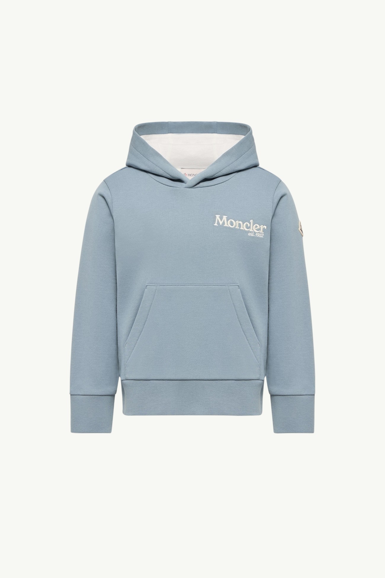 Logo Cotton Fleece Hoodie Boy Light Blue Moncler 0