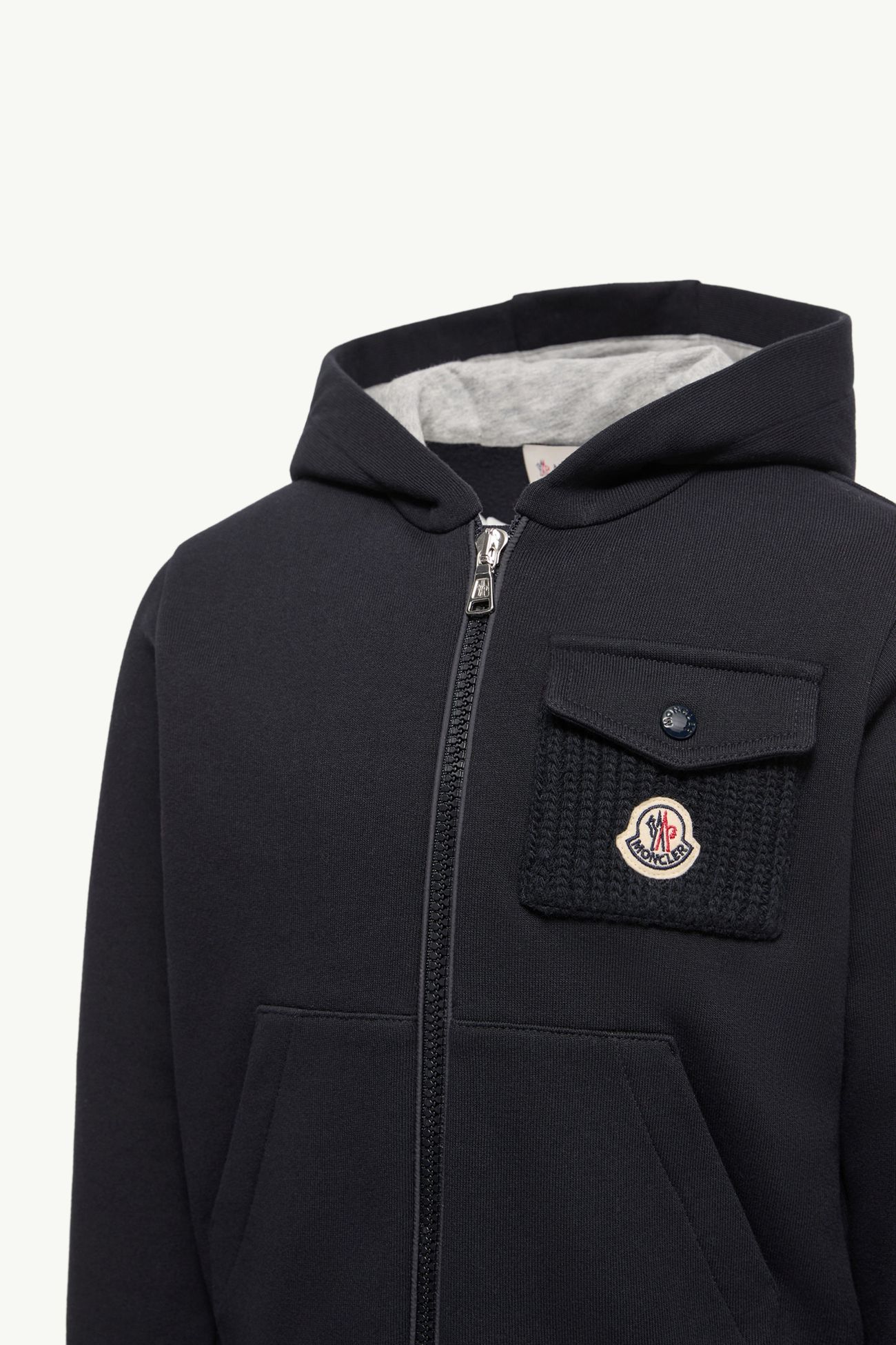 Logo Patch Cotton Zip-Up Hoodie Boy Dark Blue Moncler 2