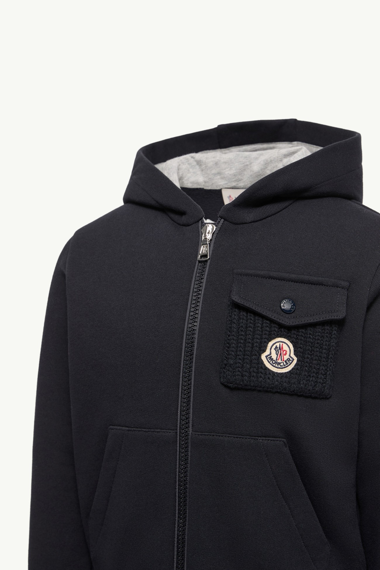 Logo Patch Cotton Zip-Up Hoodie Boy Dark Blue Moncler 2