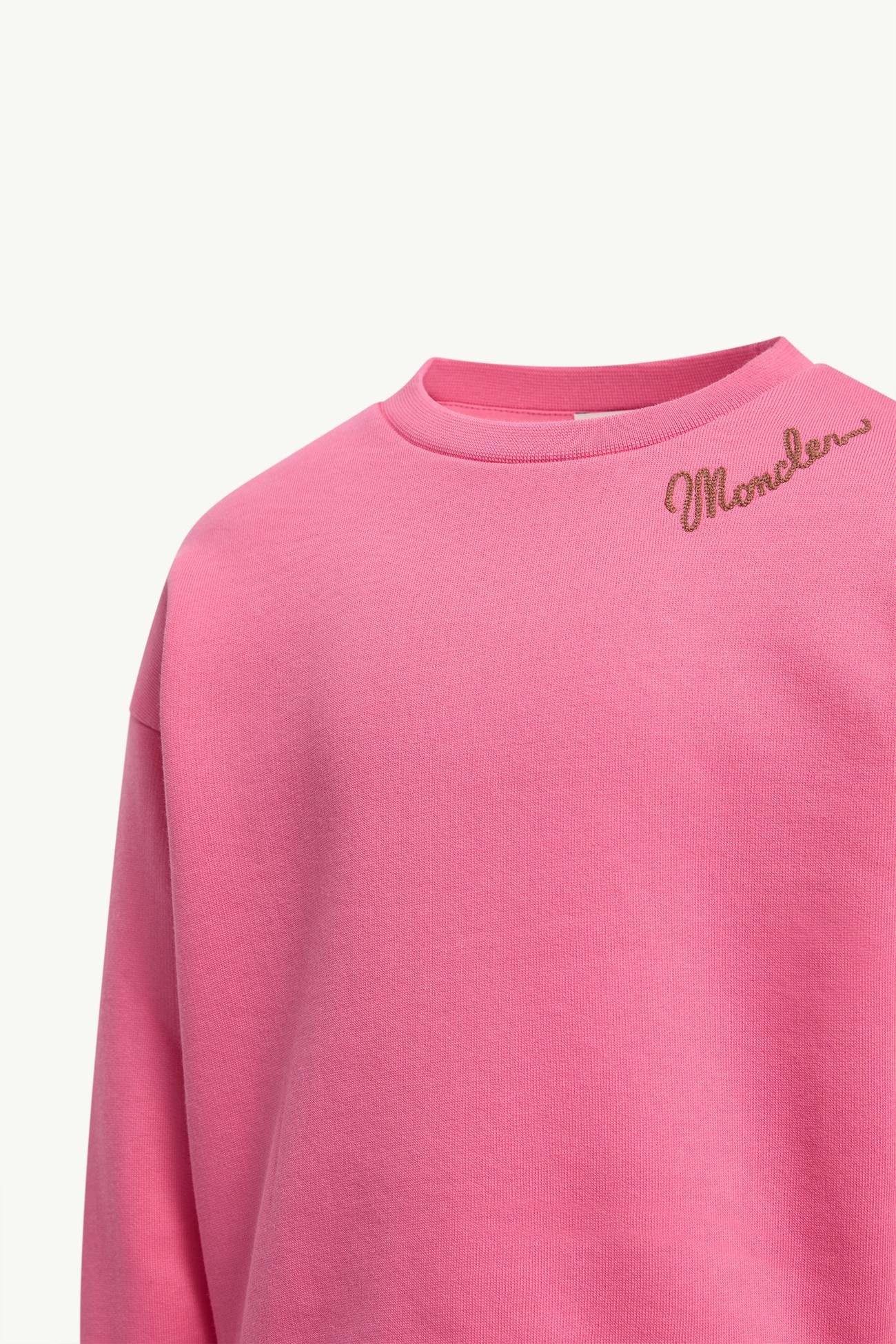 Logo Cotton Fleece Sweatshirt Girl Bright Pink Moncler 3