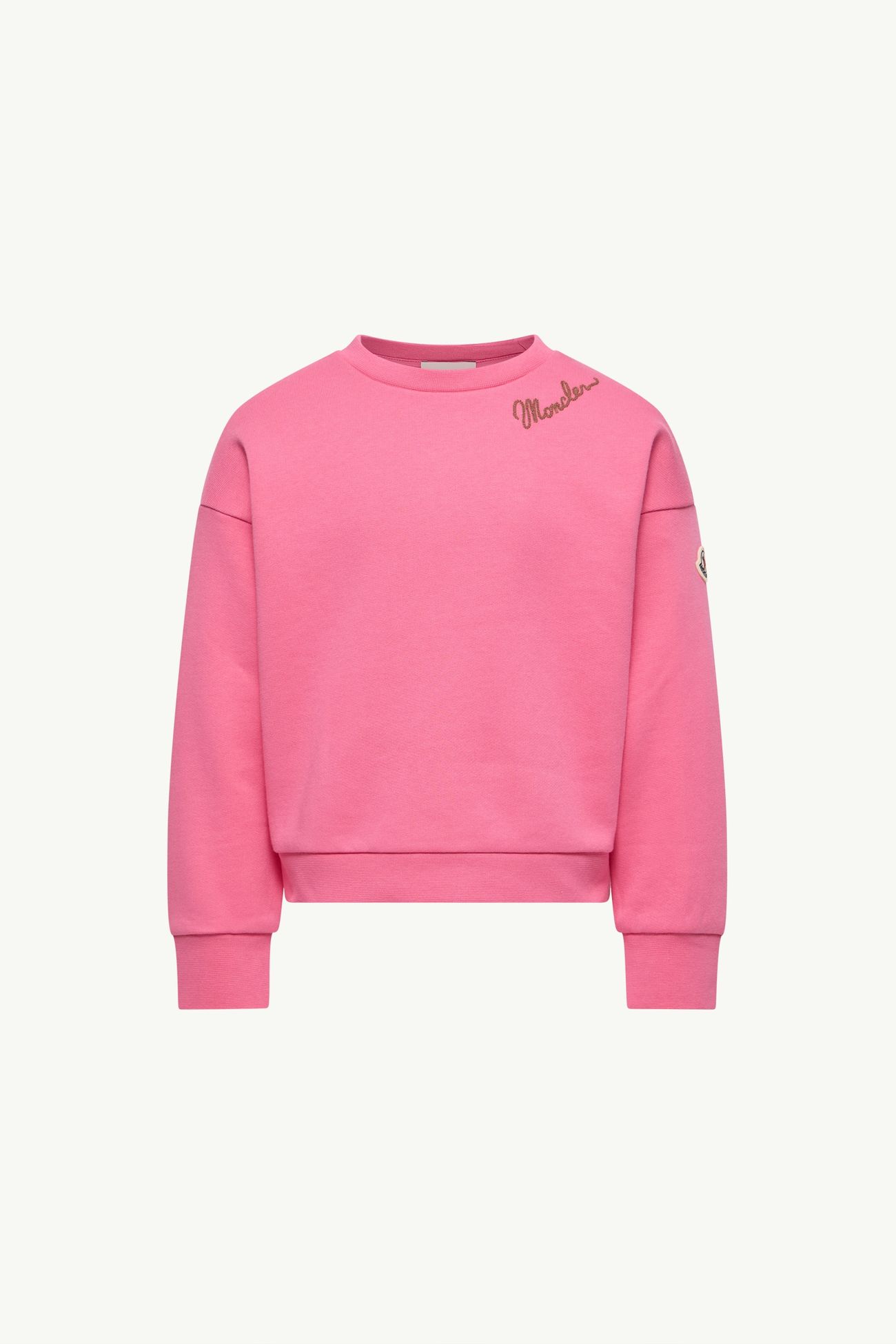 Sweat en molleton de coton à logo Fille Rose Vif Moncler 0