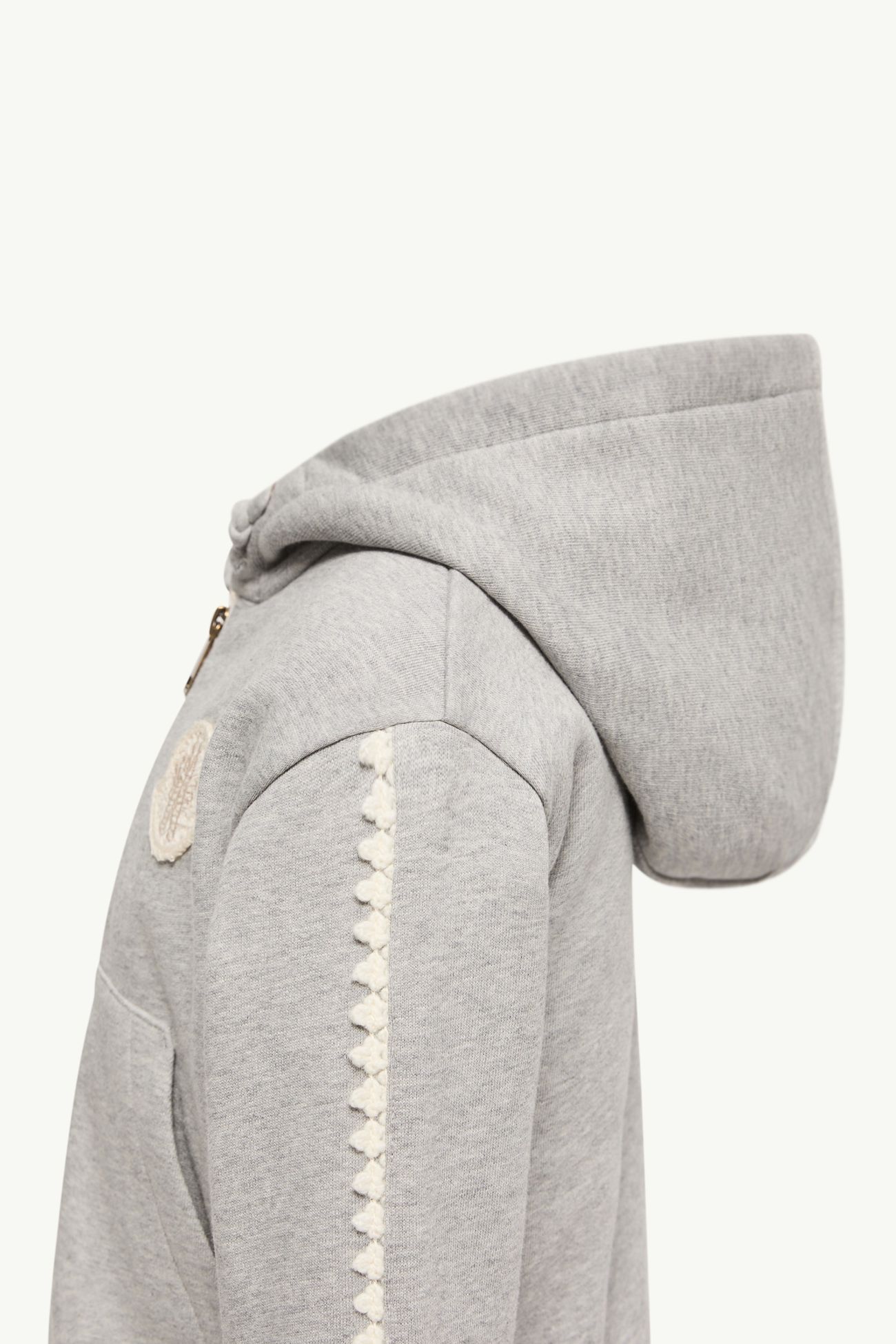 Cotton Zip-Up Hoodie Girl Gray Moncler 1
