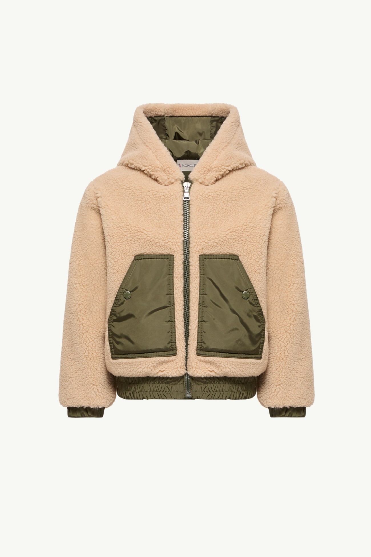 Teddy Zip-Up Hoodie Boy Beige Moncler 0