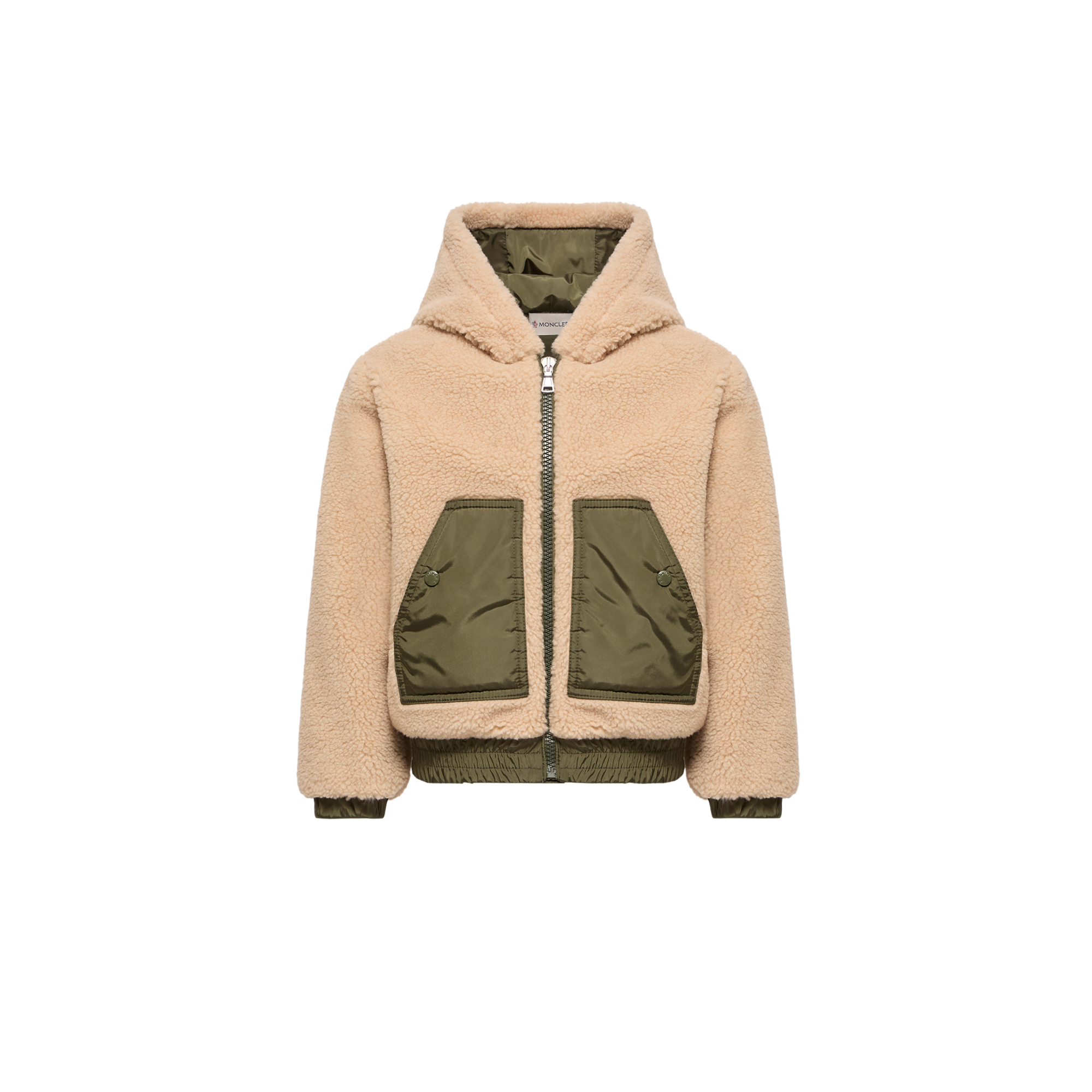 Moncler  Teddy Zip-Up Hoodie for Boys in Beige, Size: 8Y