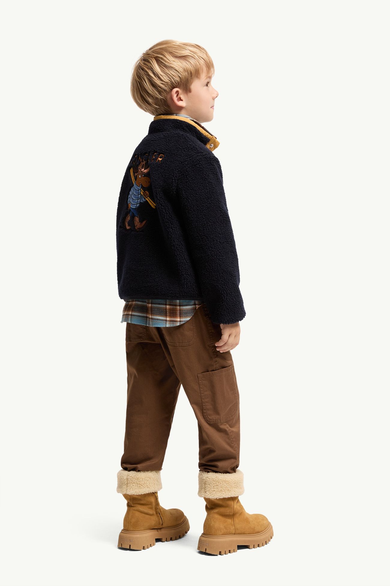 Embroidered Cowboy Teddy Sweatshirt Boy Navy Blue Moncler 1