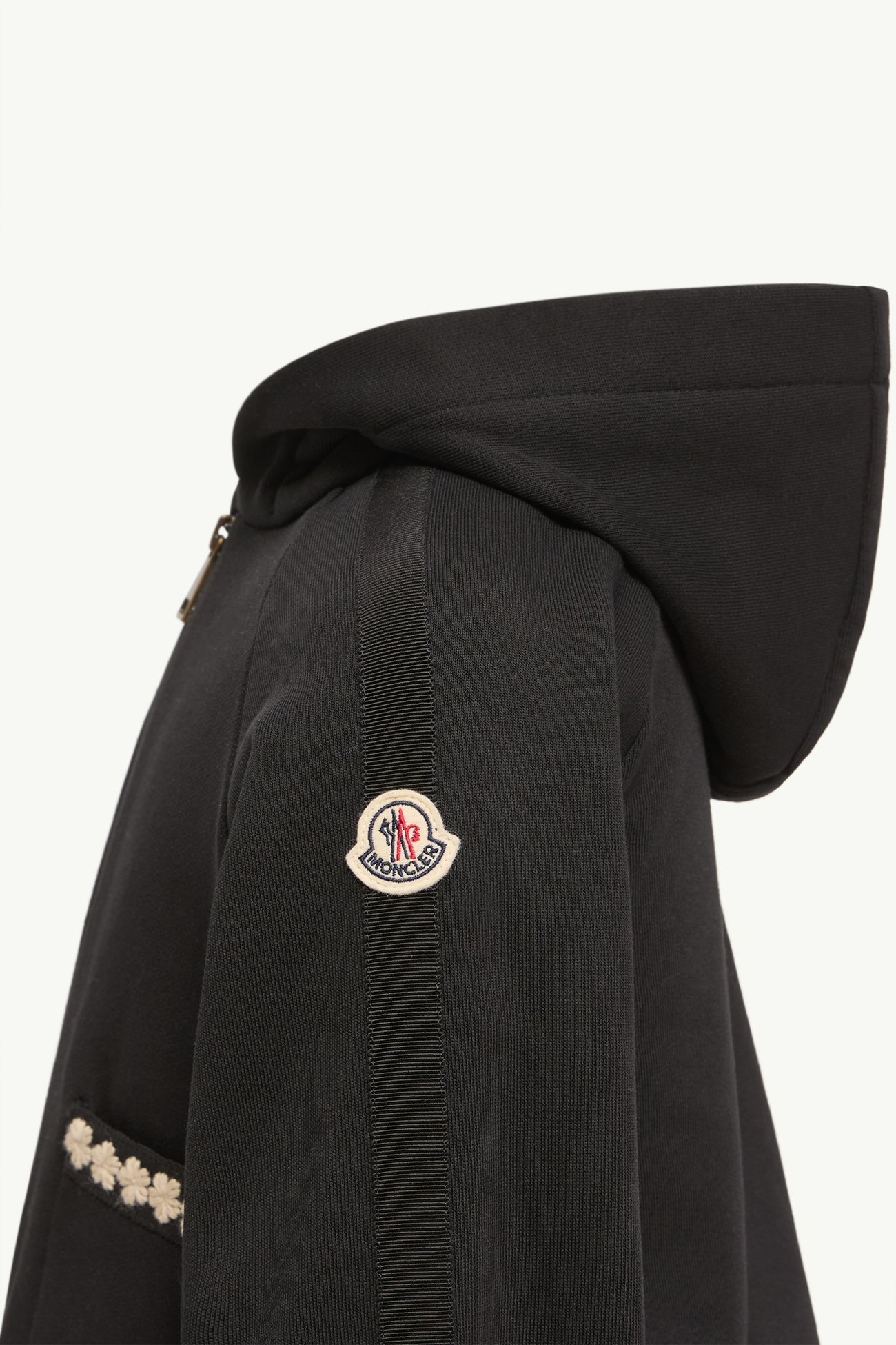 Cotton Blend Zip-Up Hoodie Girl Black Moncler 2