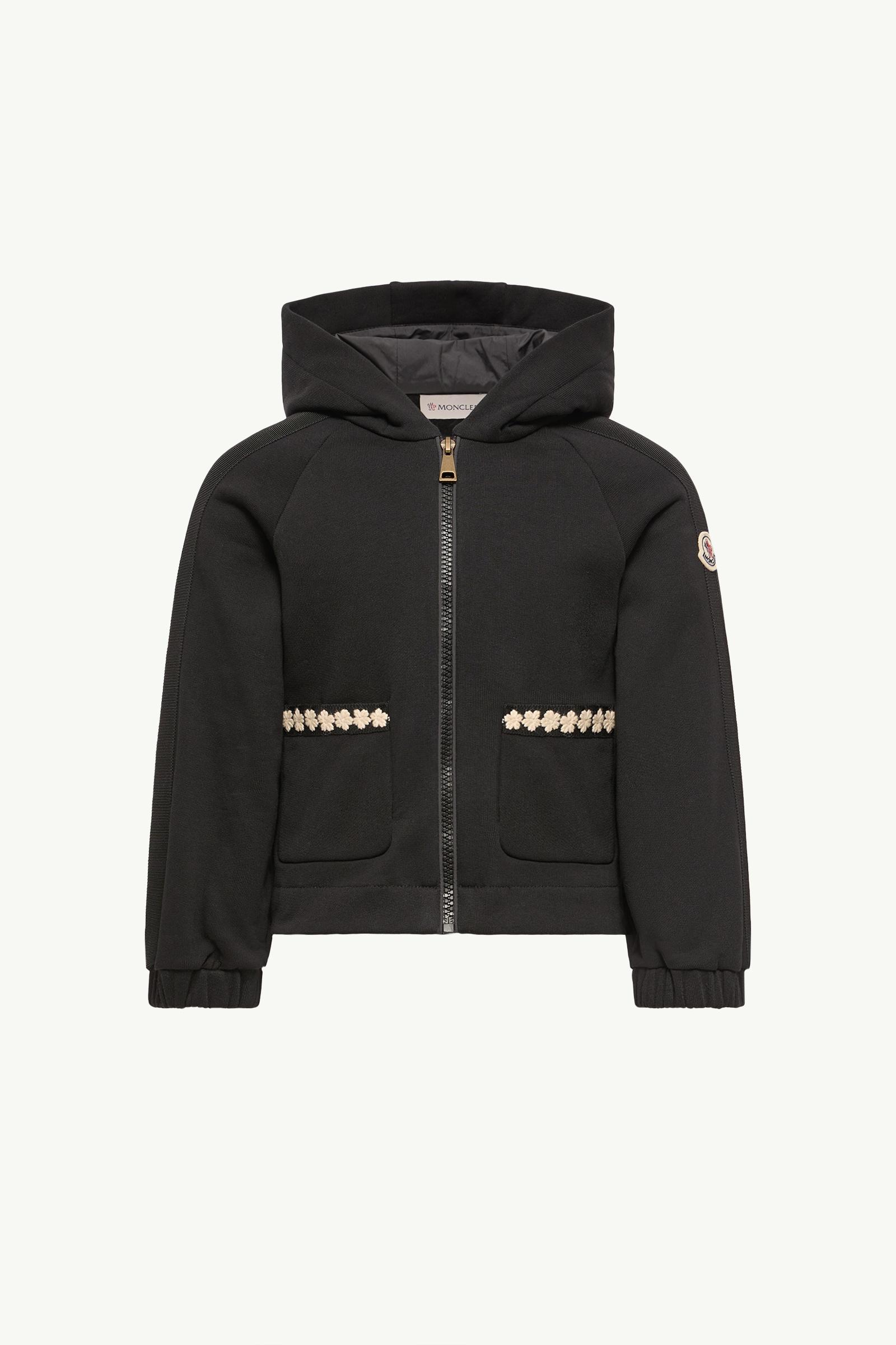 Cotton Blend Zip-Up Hoodie Girl Black Moncler, 1 of 0