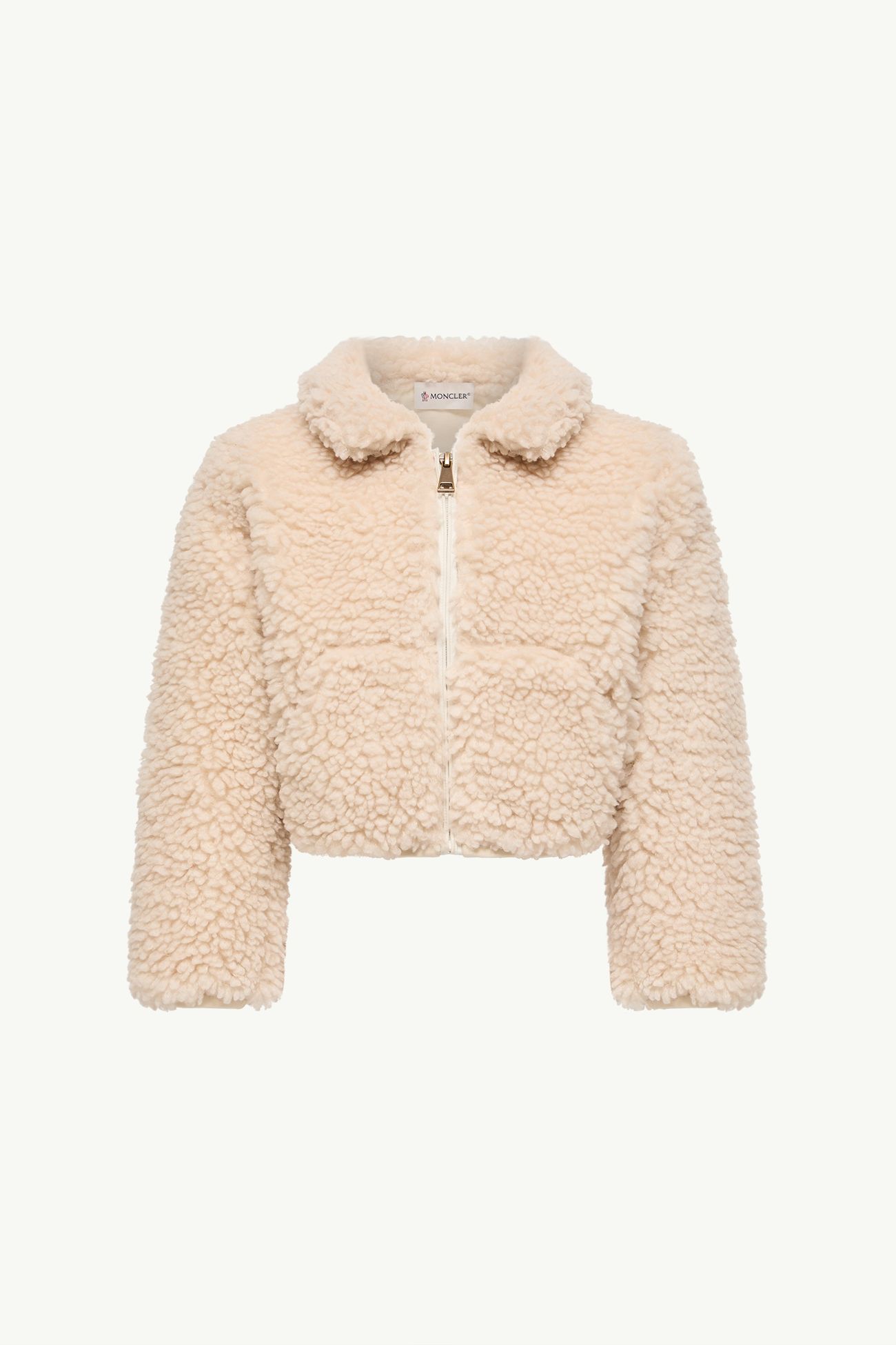 Teddy Zip-Up Sweatshirt Girl White Ivory Moncler 0