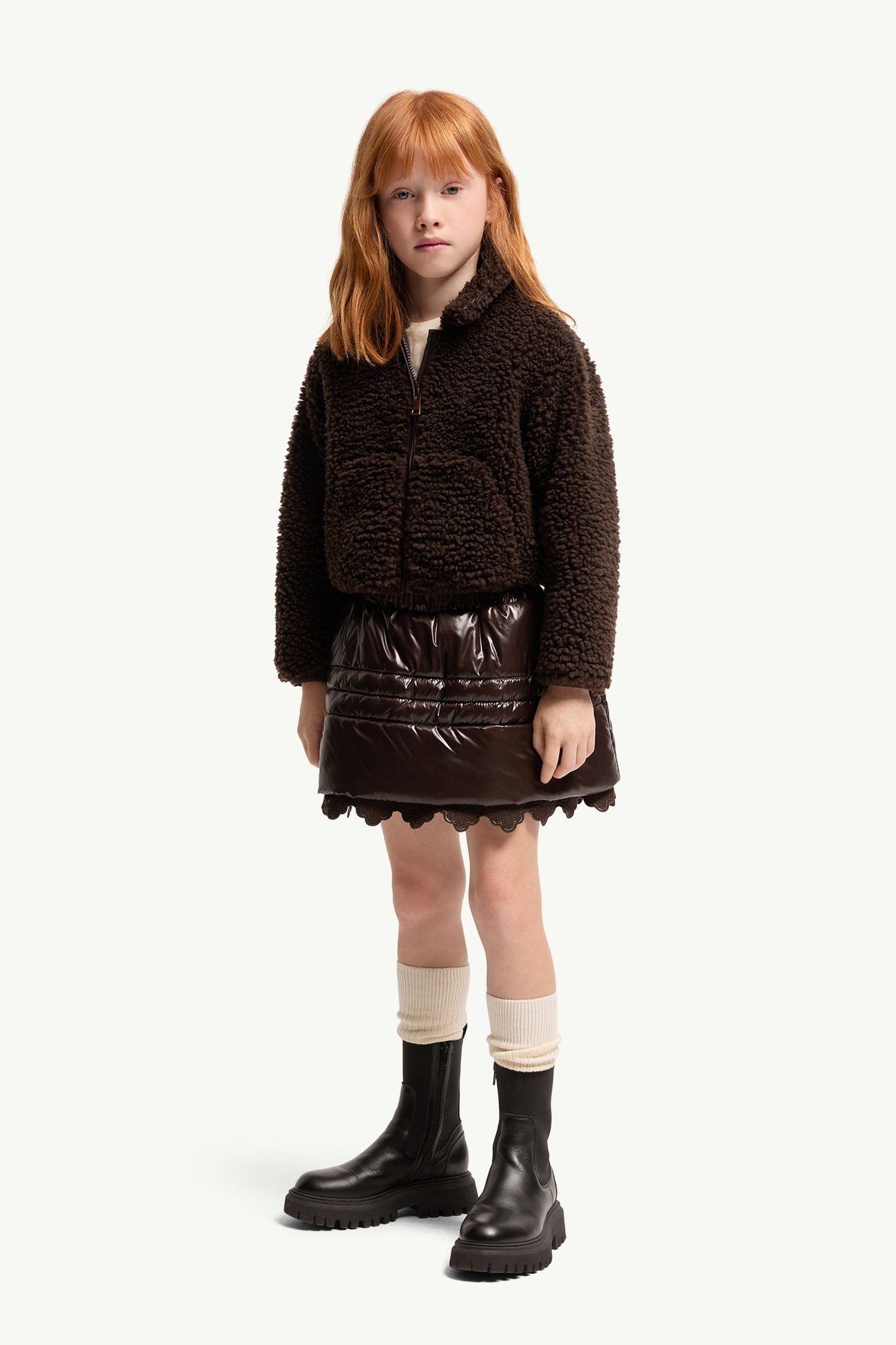 女童泰迪绒风格拉链卫衣 女童 棕色 Moncler 1