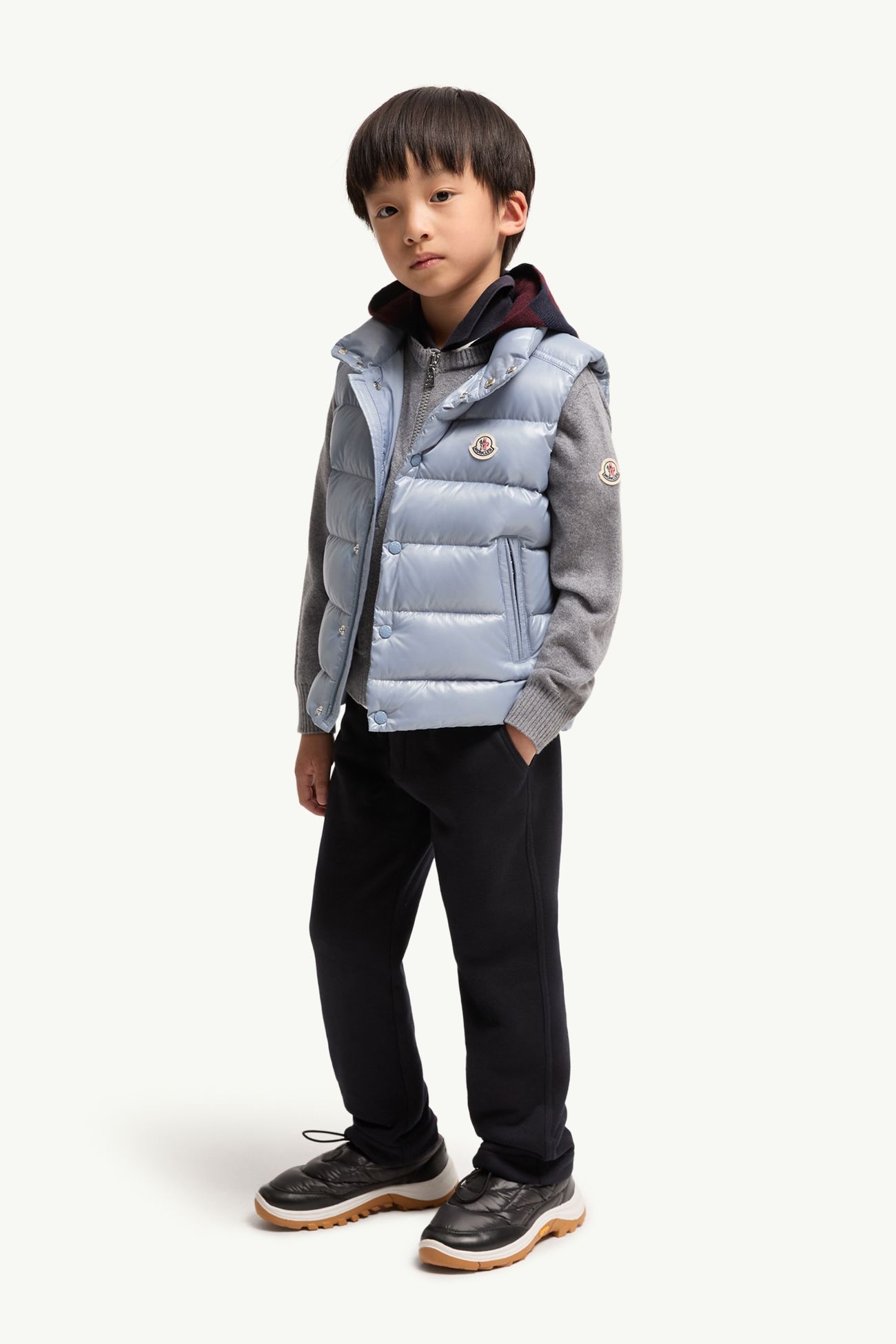 三色標誌棉質運動褲 男童 深藍色 Moncler 1
