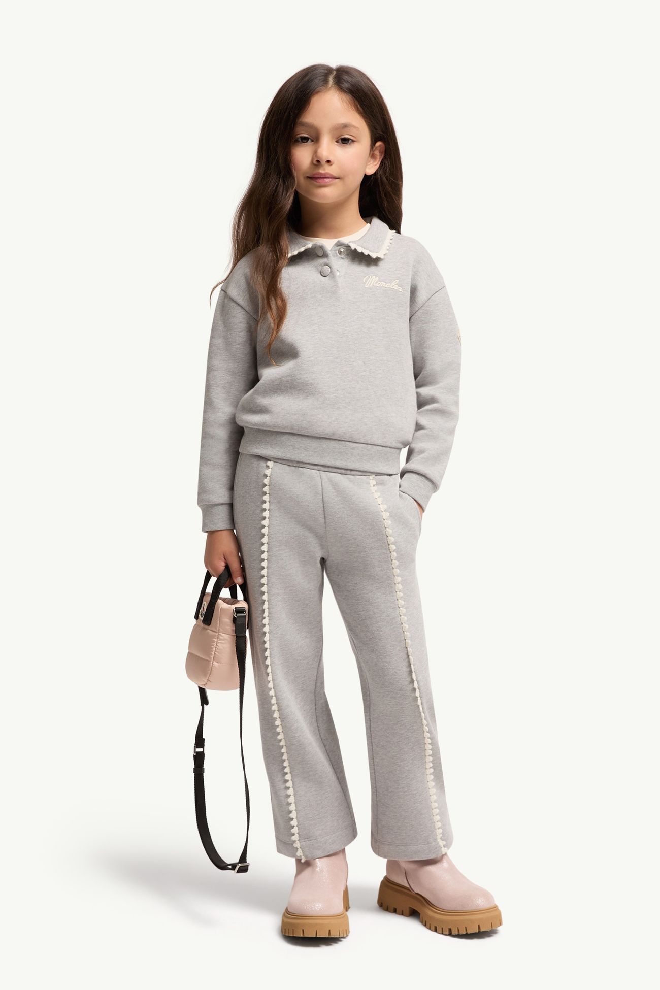 棉質抓毛飾邊運動褲 女童 灰色 Moncler 1