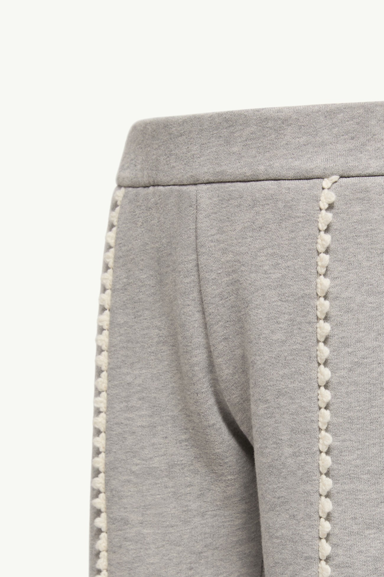 Cotton Fleece Trimmed Sweatpants Girl Grey Moncler 2