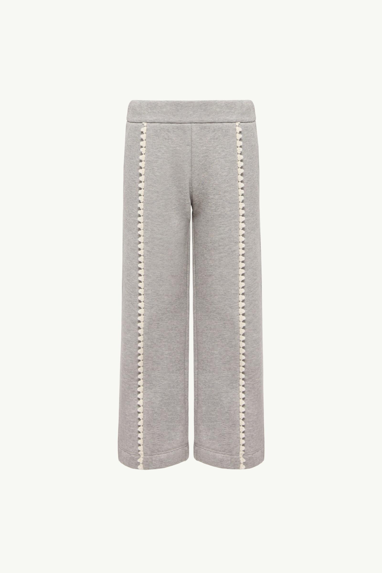 Cotton Fleece Trimmed Track Pants Girl Gray Moncler, 1 of 0