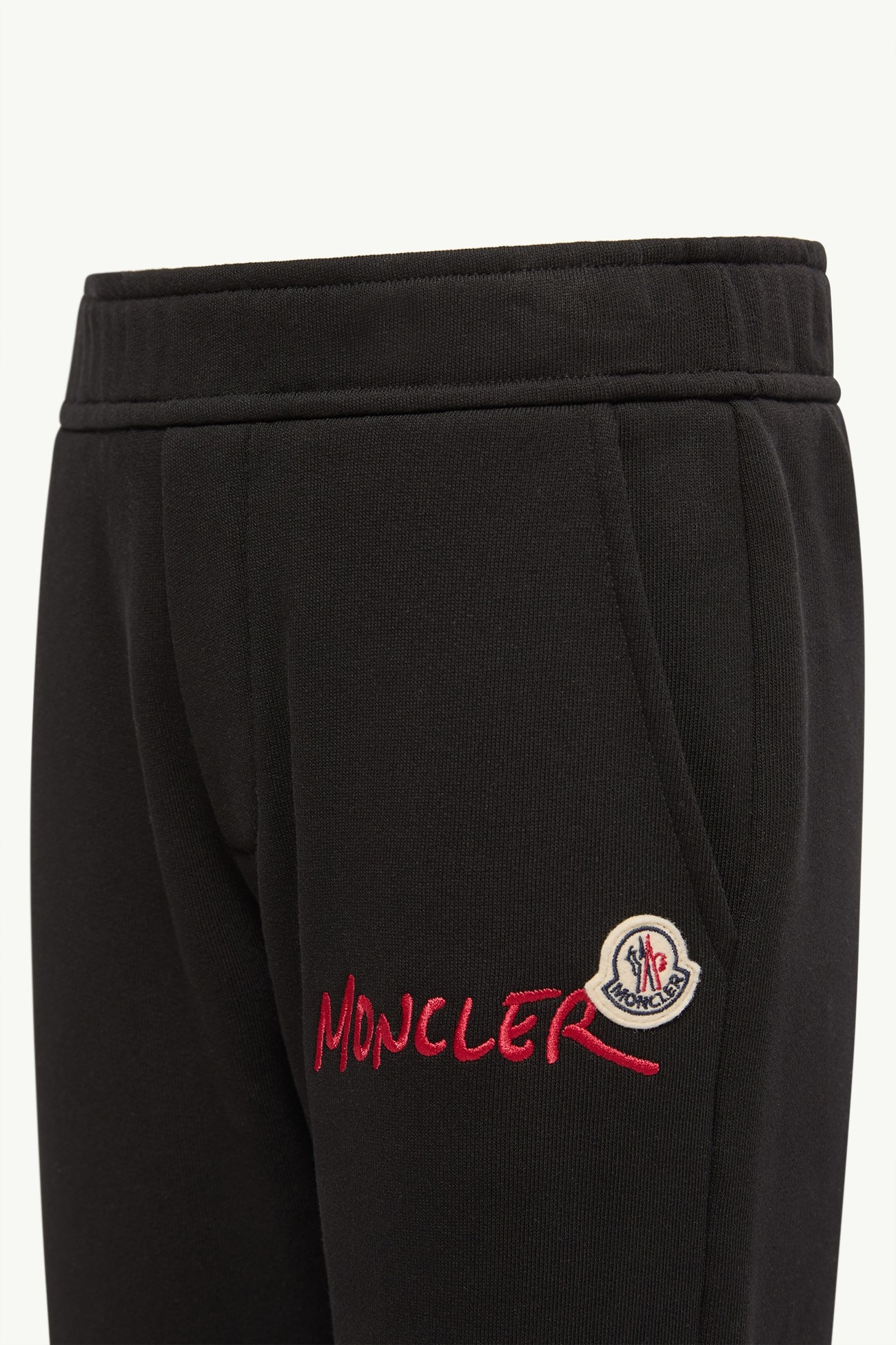 Pantalon de survêtement en coton à logo brodé Garçon Noir Moncler 2