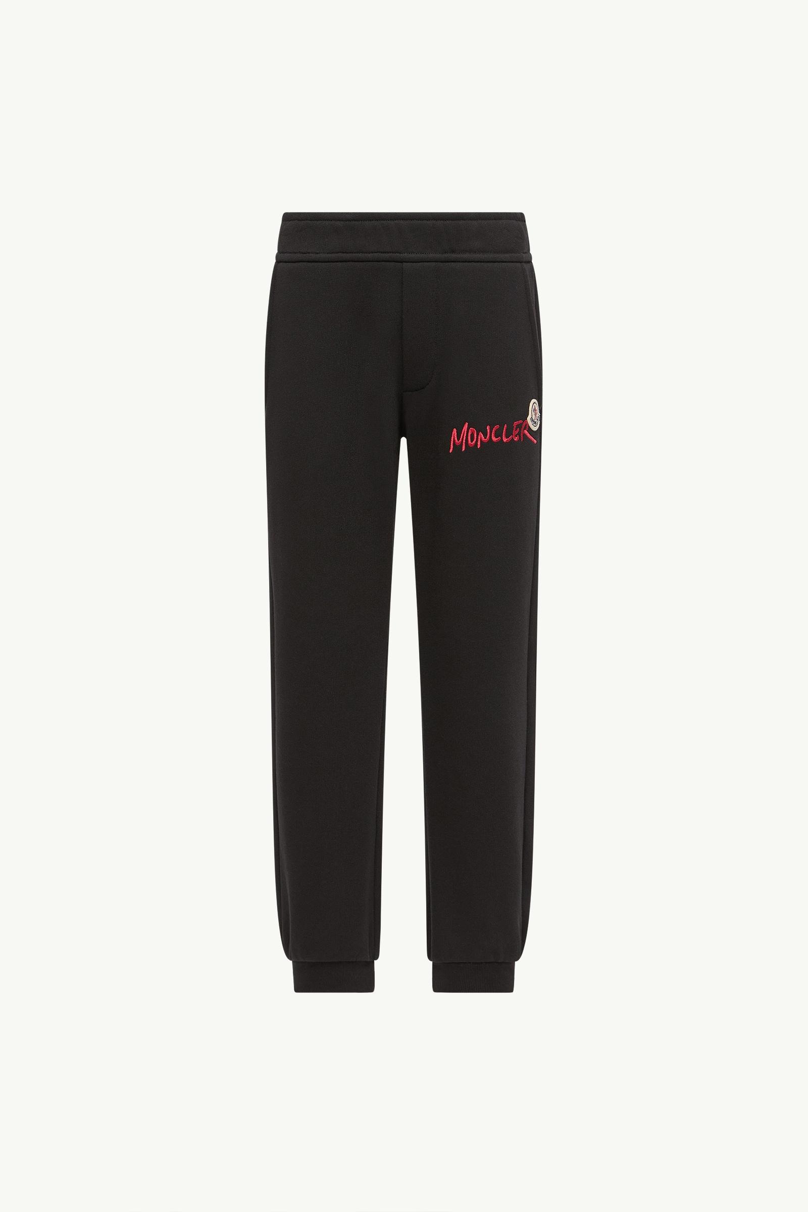 Embroidered Logo Cotton Track Pants Boy Black Moncler, 1 of 0