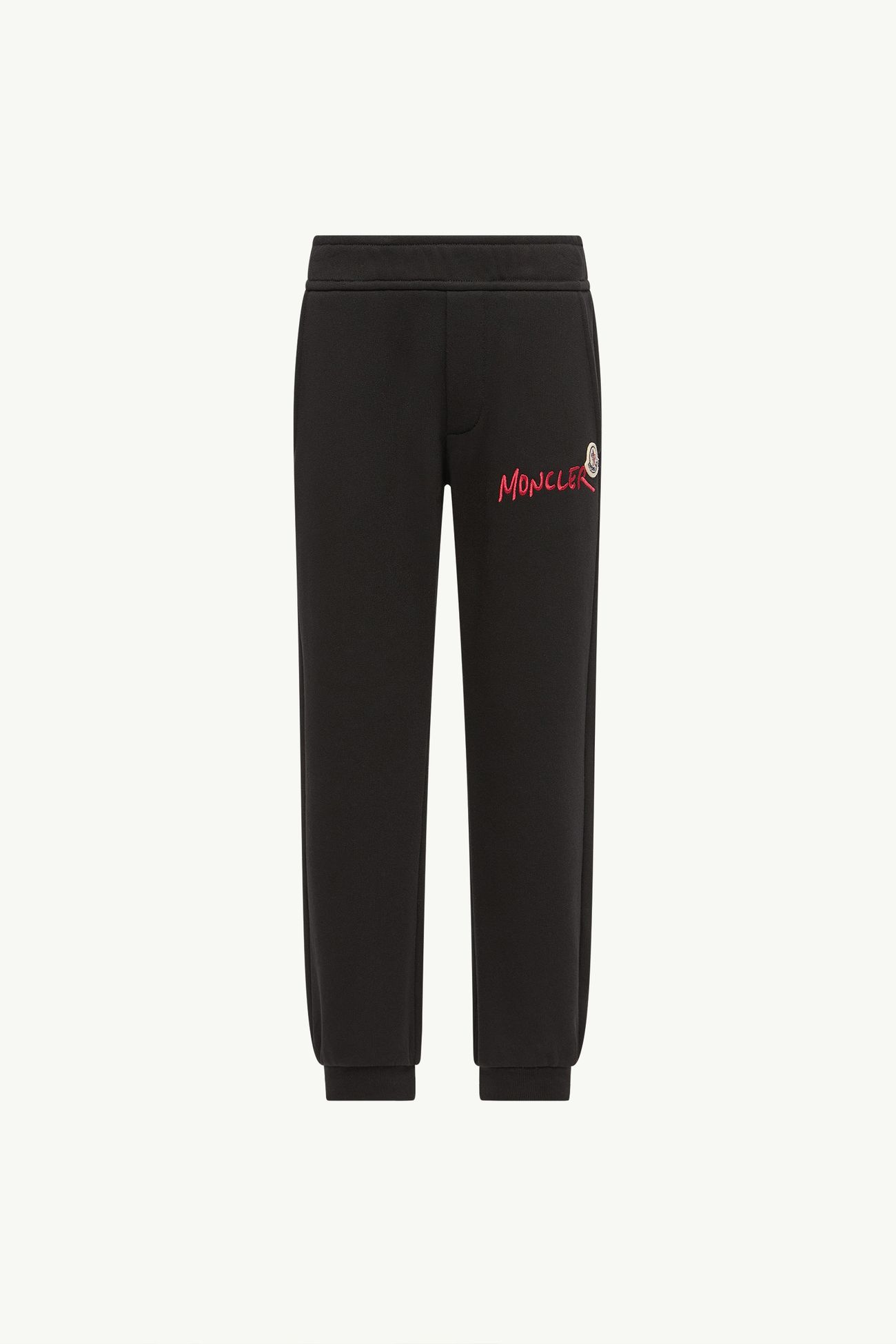 Embroidered Logo Cotton Sweatpants Boy Black Moncler 0