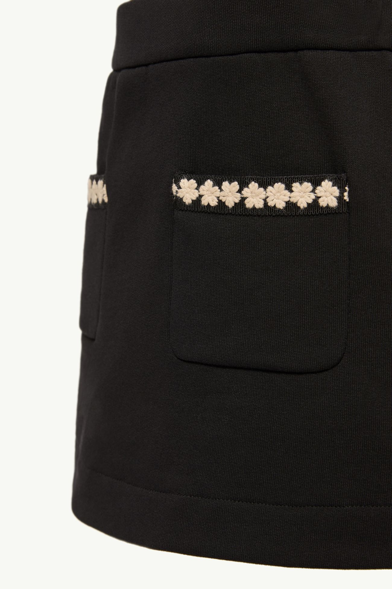Falda de algodón con adorno floral Niña Negro Moncler 2