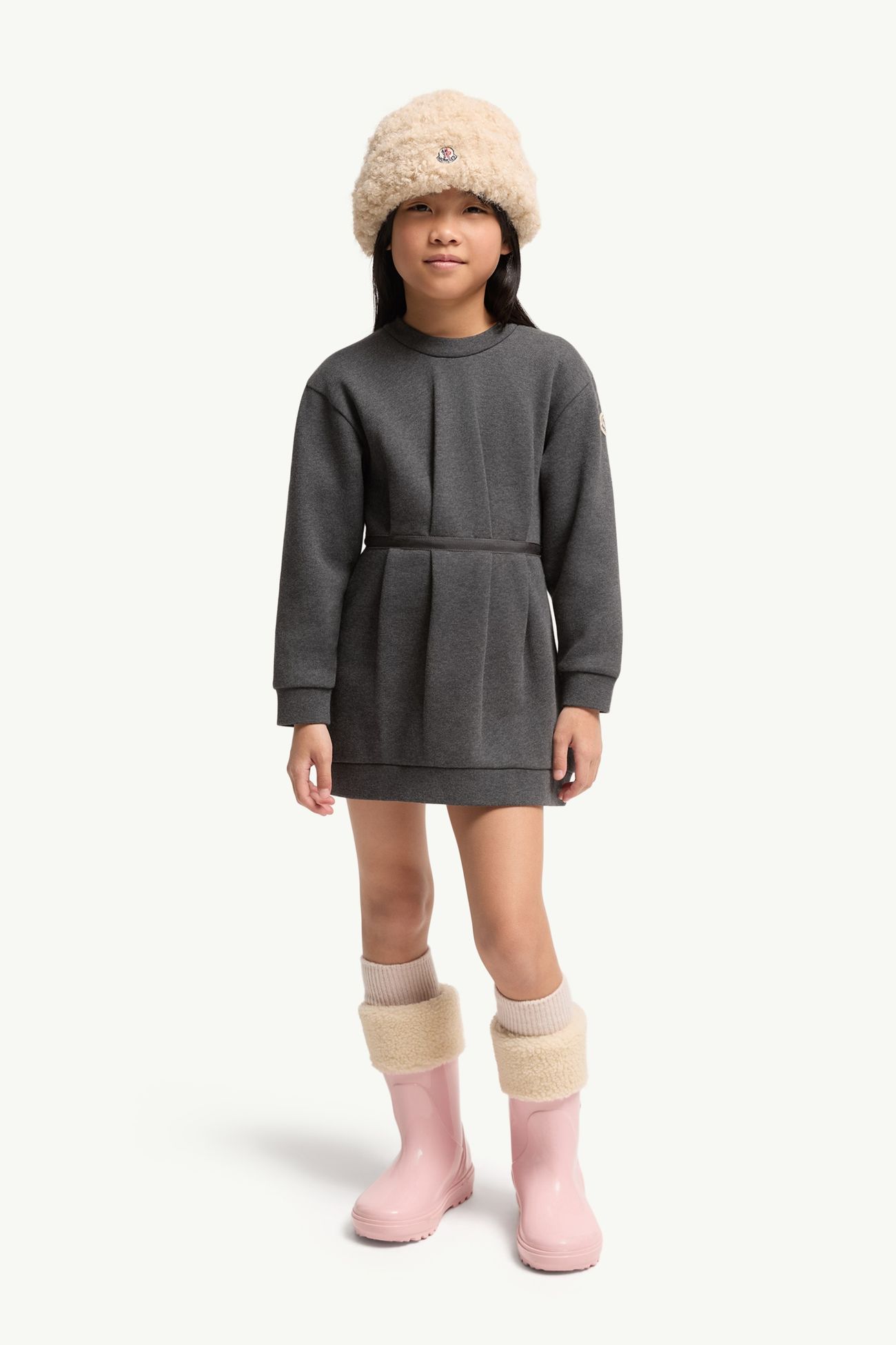 Sweatshirt-Kleid aus Baumwolle Mädchen Dunkelgrau Moncler 1