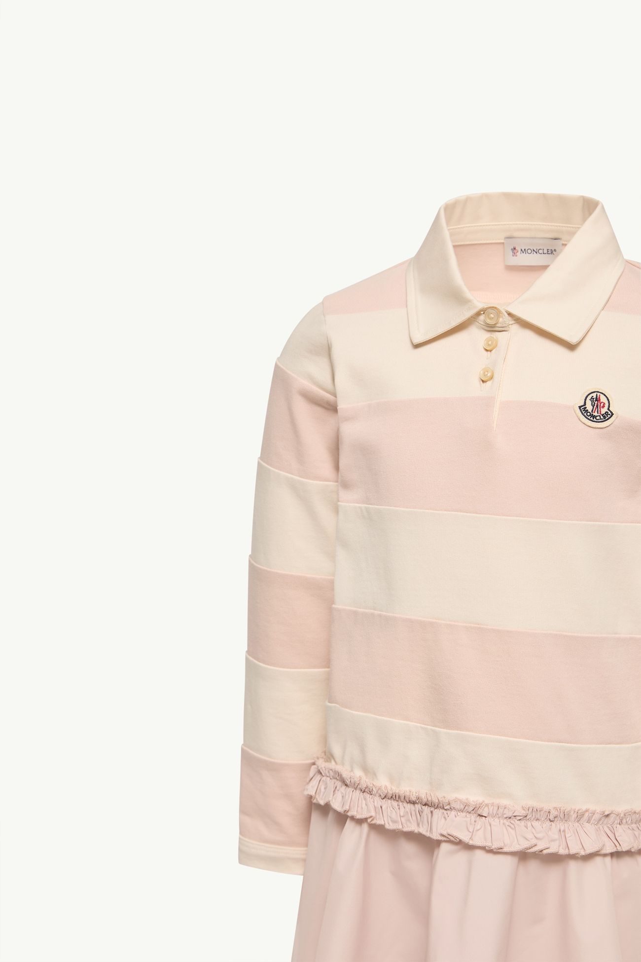 Striped Jersey Polo Shirt Dress Girl White & Pink Moncler 1